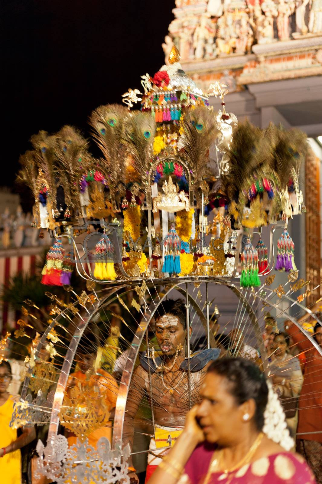Royalty free image of Devotee carrying a kavadi at Thaipusam in Singapore EDITORIAL US by 3523Studio