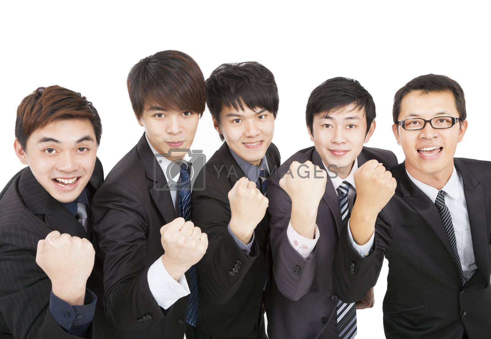 Royalty free image of happy asian business team with success gesture by tomwang