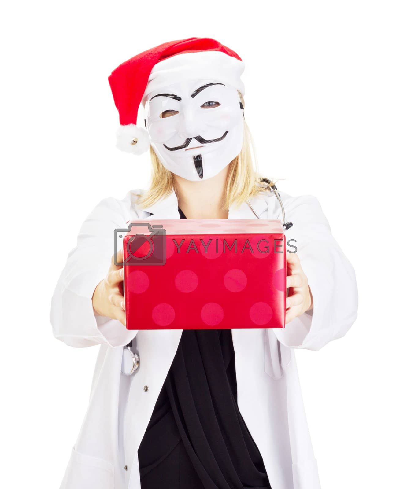 Royalty free image of Medical doctor with a guy fawkes mask by gwolters