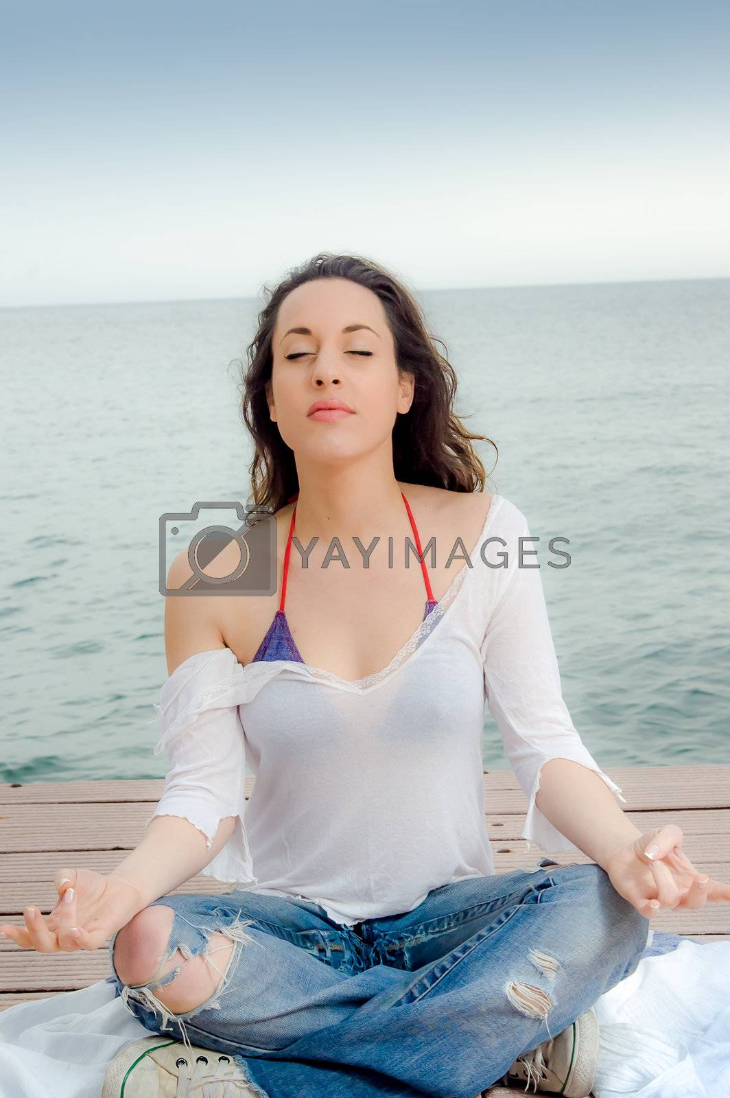 Royalty free image of Beautiful girl in meditation by saap585