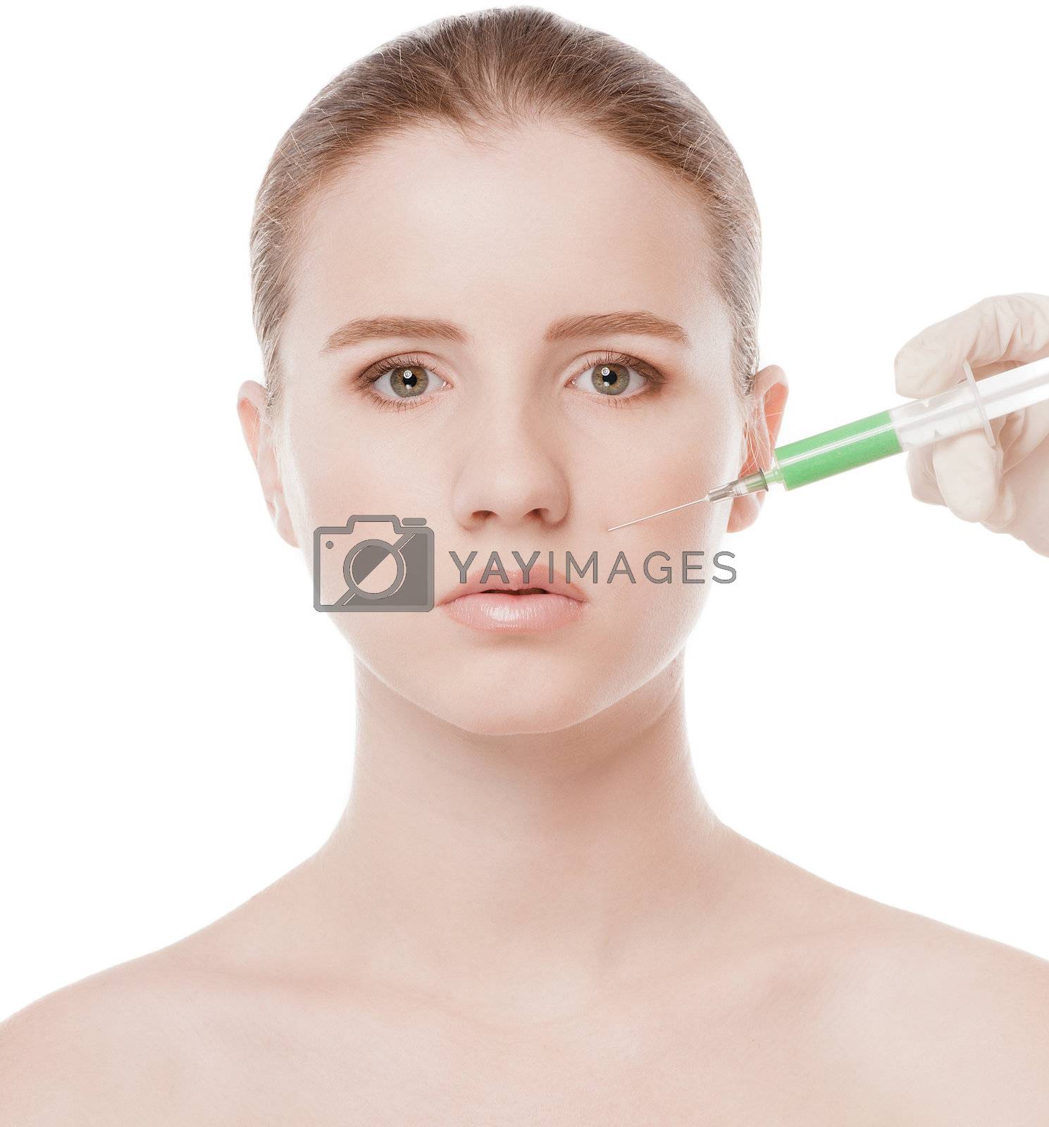Royalty free image of Cosmetic botox injection in face by markin