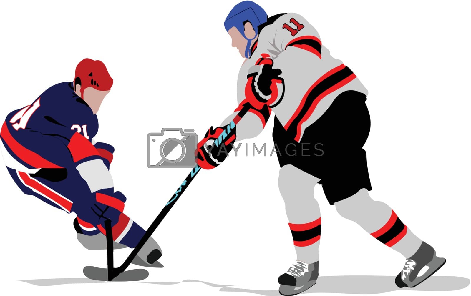 Royalty free image of Ice hockey players. Colored Vector illustration for designers by leonido