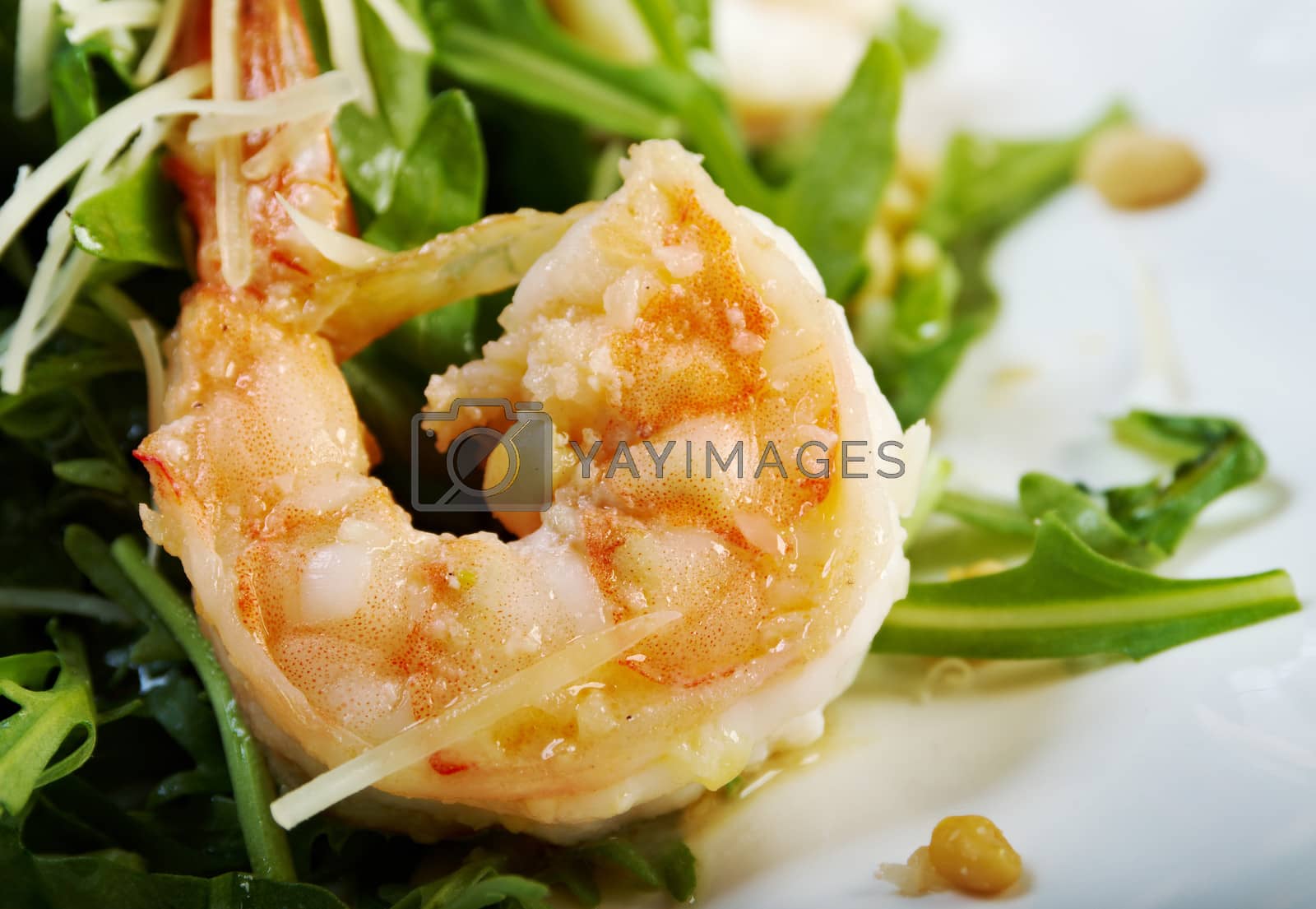 Royalty free image of arugula salad with prawn  by Fanfo