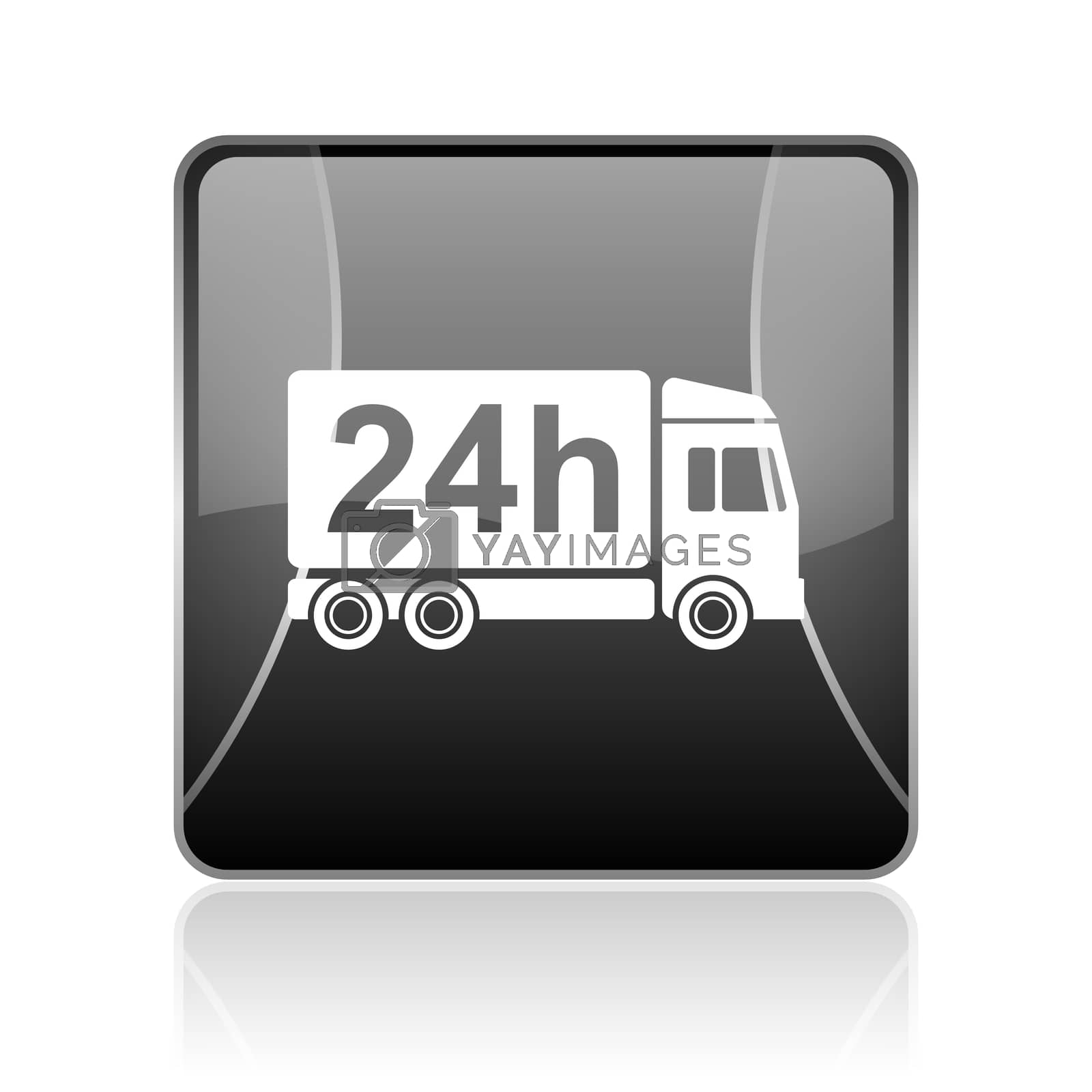 Royalty free image of delivery 24h black square web glossy icon by alexwhite