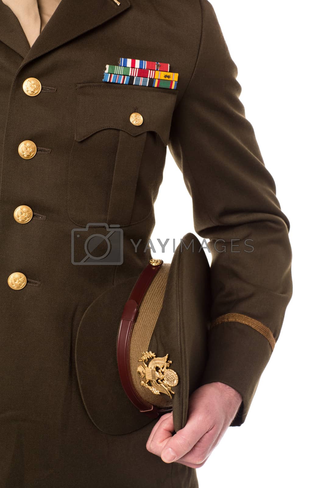 Royalty free image of Military personnel holding his precious cap by stockyimages