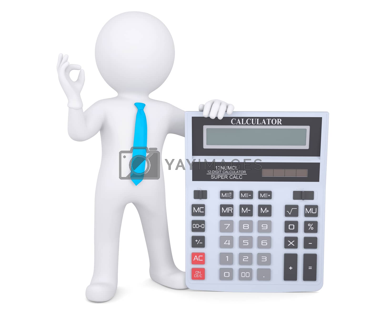 Royalty free image of 3d white man holding a calculator by cherezoff