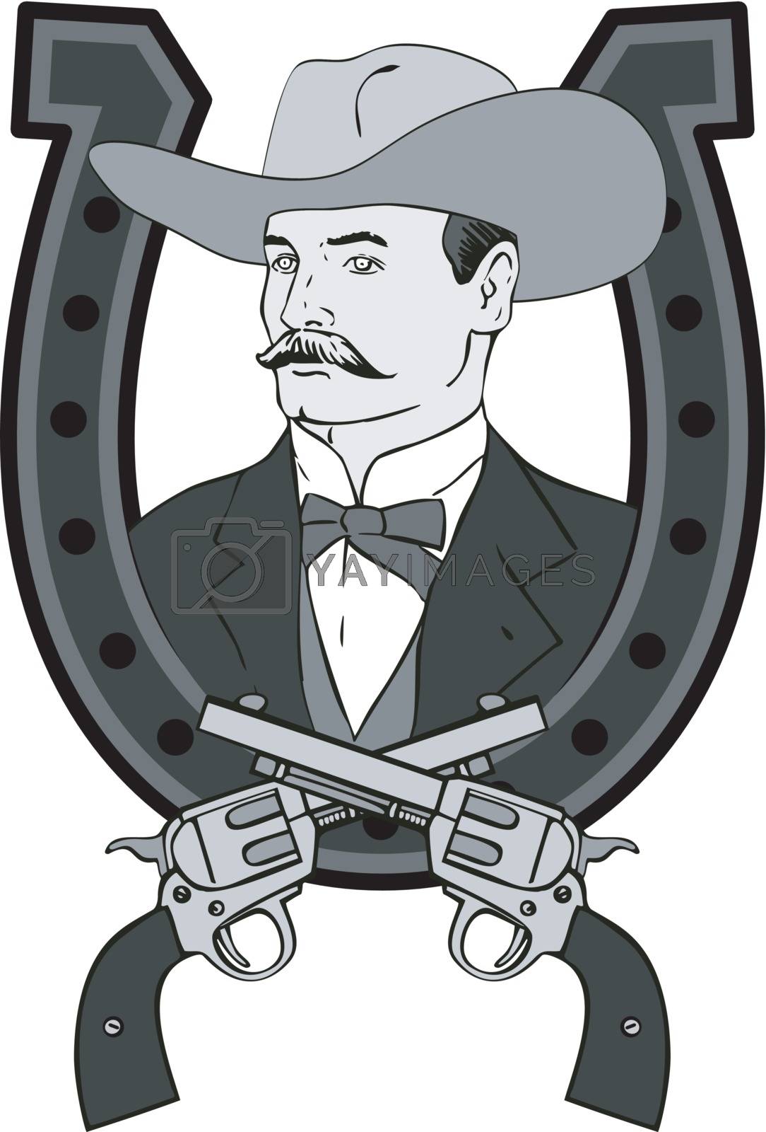 Royalty free image of Cowboy Portrait in Horseshoe by patrimonio
