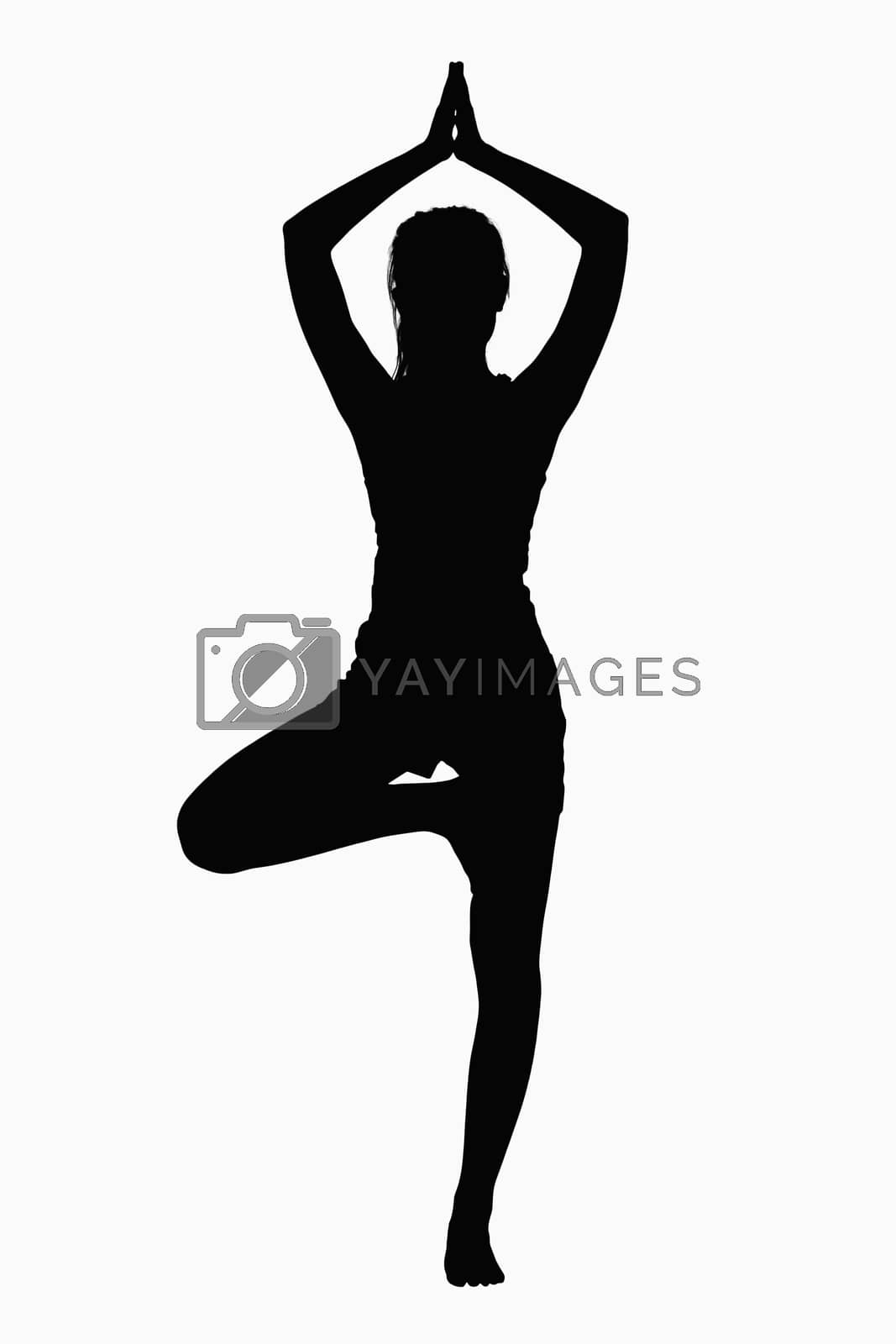 Royalty free image of Silhouette of woman doing yoga pose. by XiXinXing