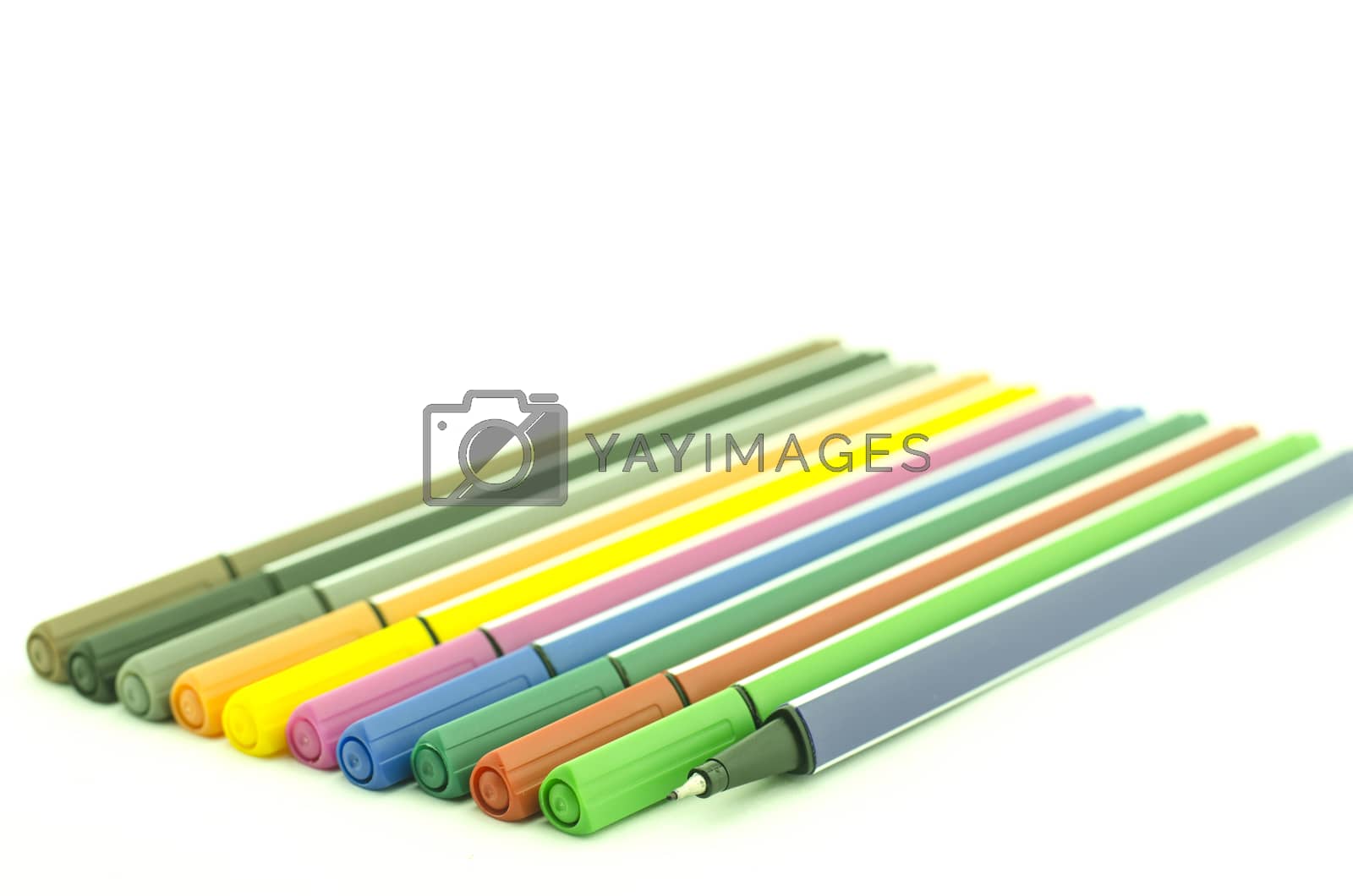 Royalty free image of twelve colorful pen isolated on white by ammza12
