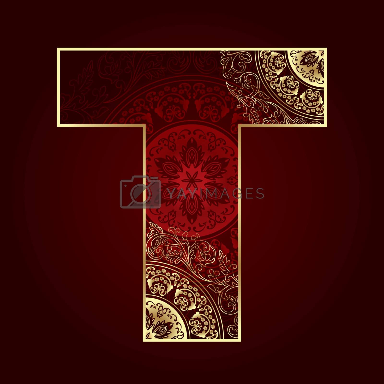 Royalty free image of Vintage alphabet with floral swirls, letter T by Ray_of_Light