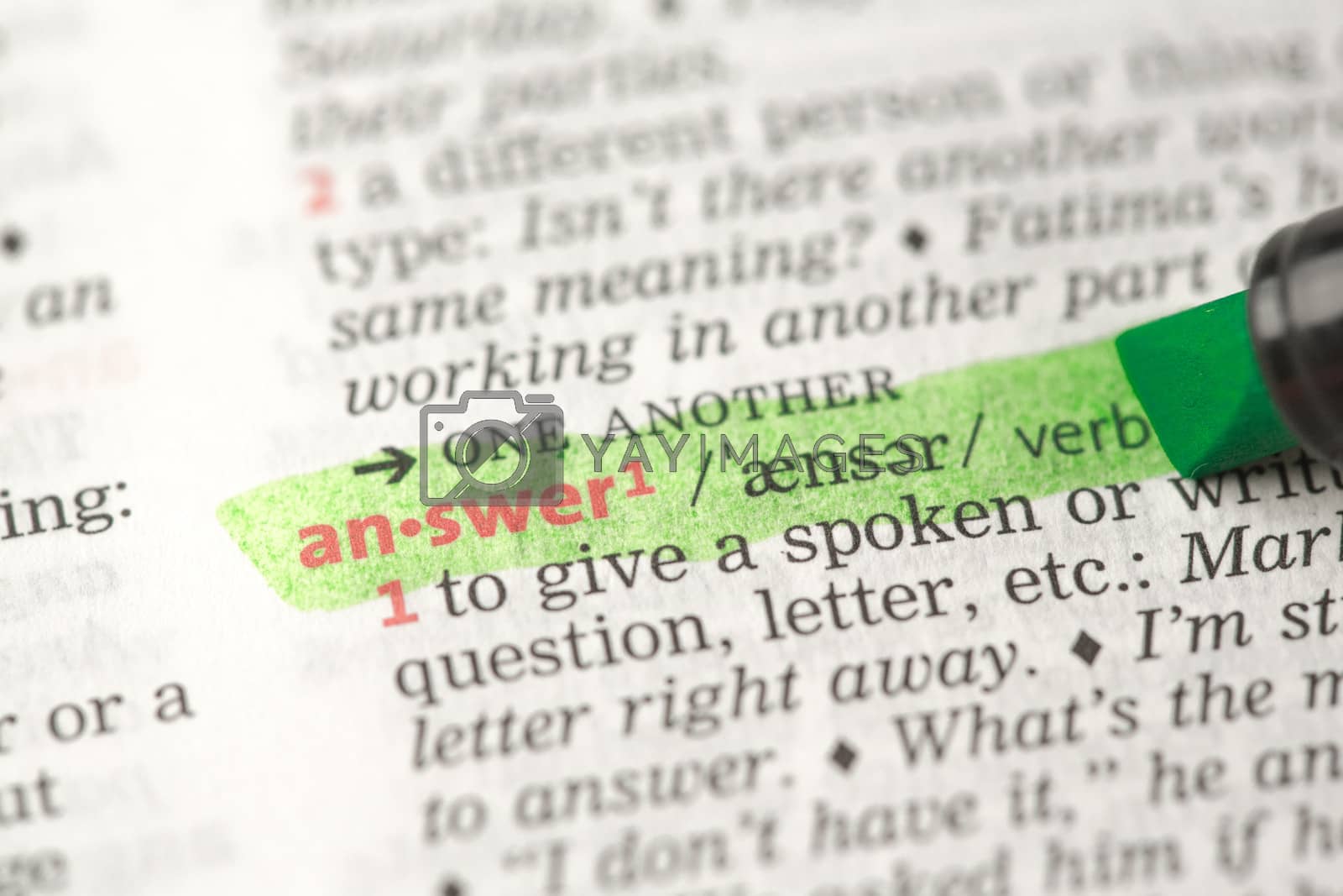 Royalty free image of Highlighted definition of answer by Wavebreakmedia