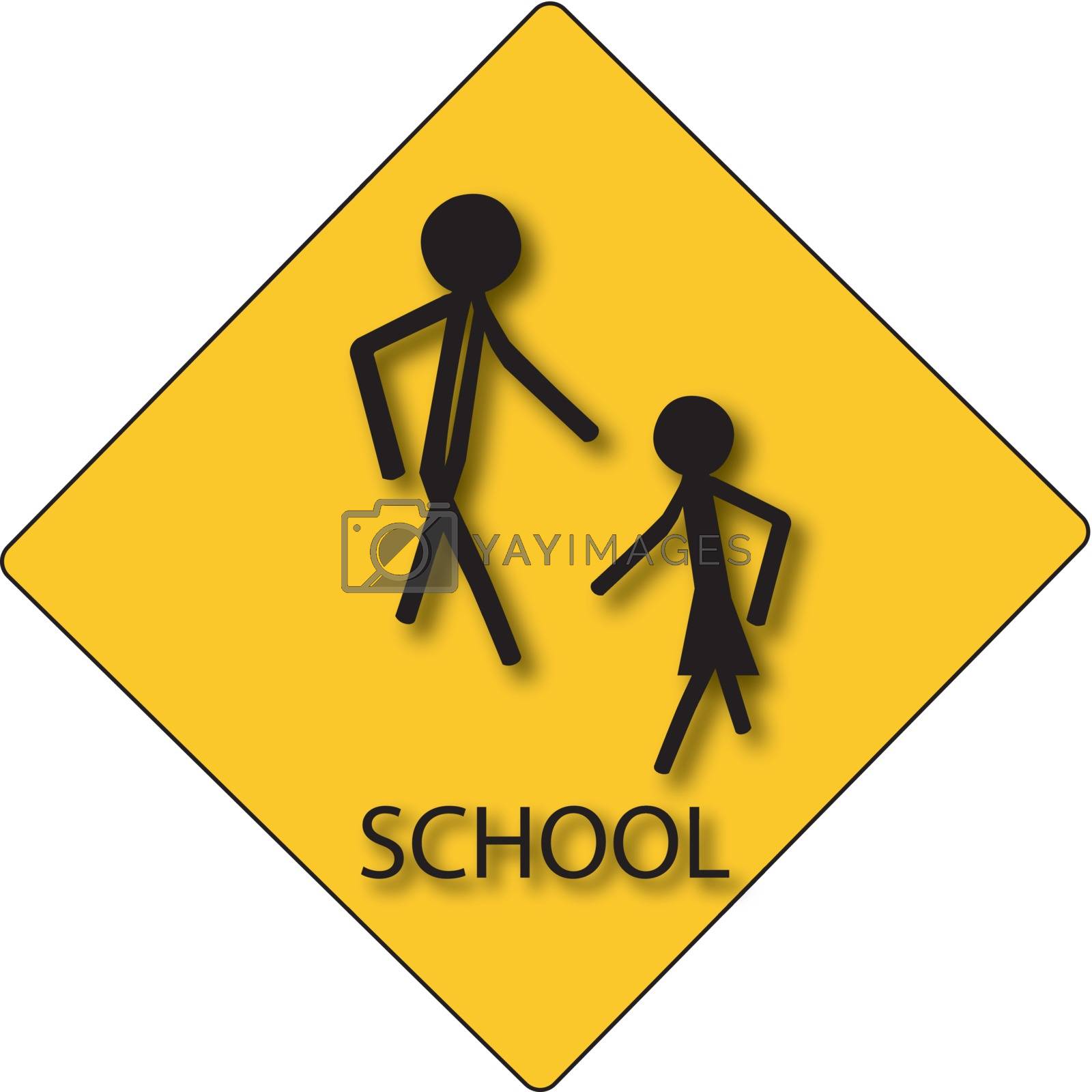 Royalty free image of sign for school children in black and yellow by compuinfoto