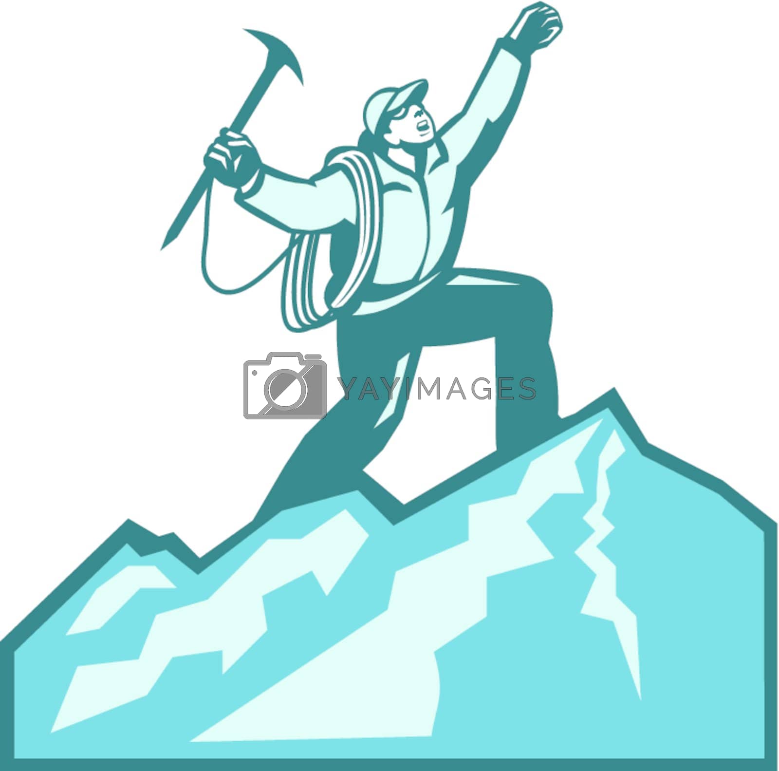 Royalty free image of Mountain Climber Summit Retro by patrimonio