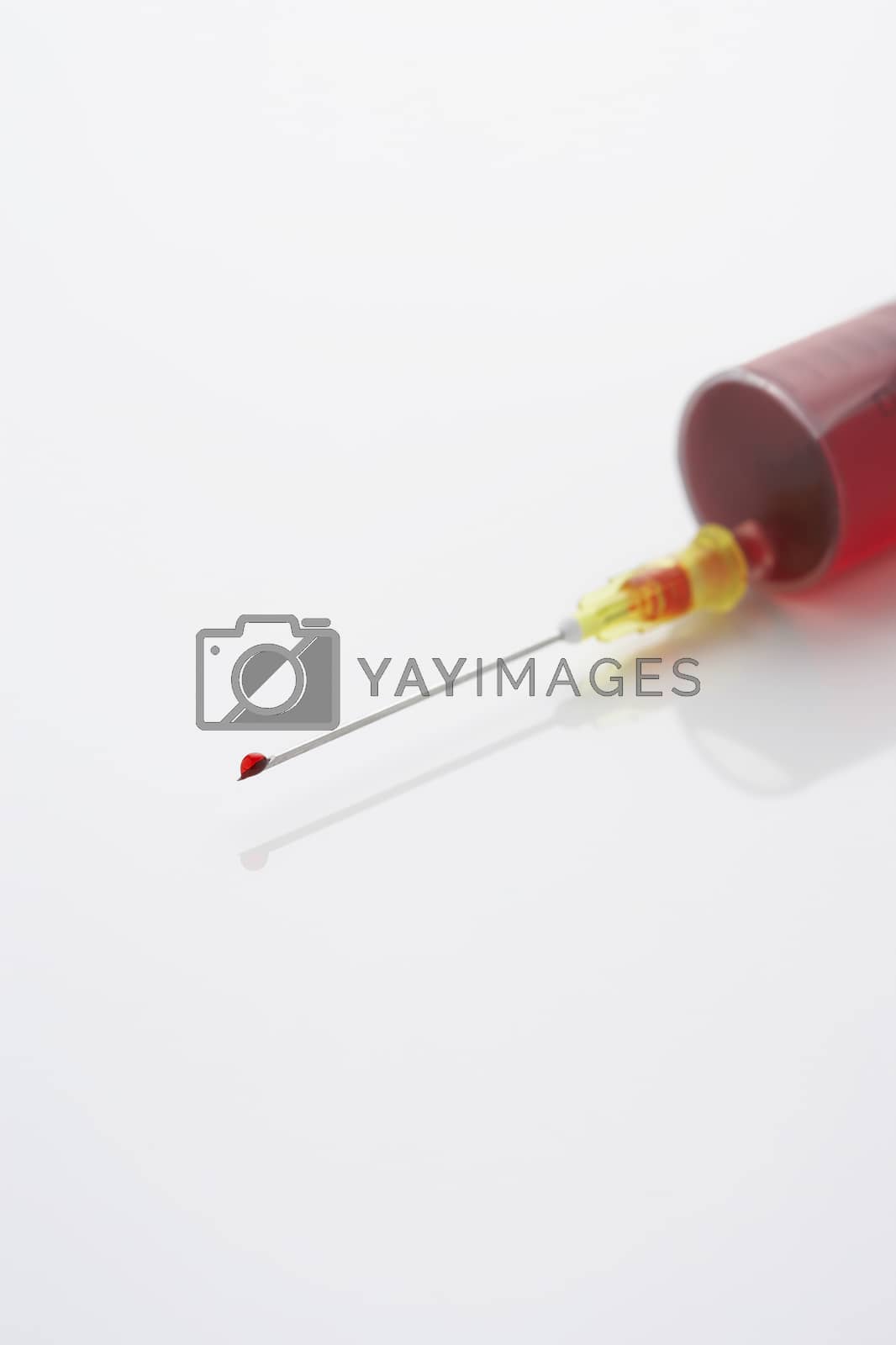 Royalty free image of Syringe filled with blood close-up by moodboard