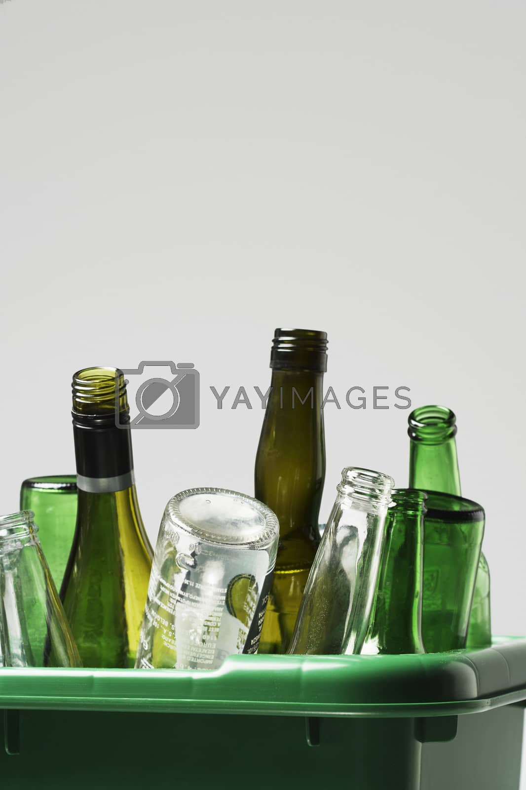 Royalty free image of Empty bottles in green container by moodboard