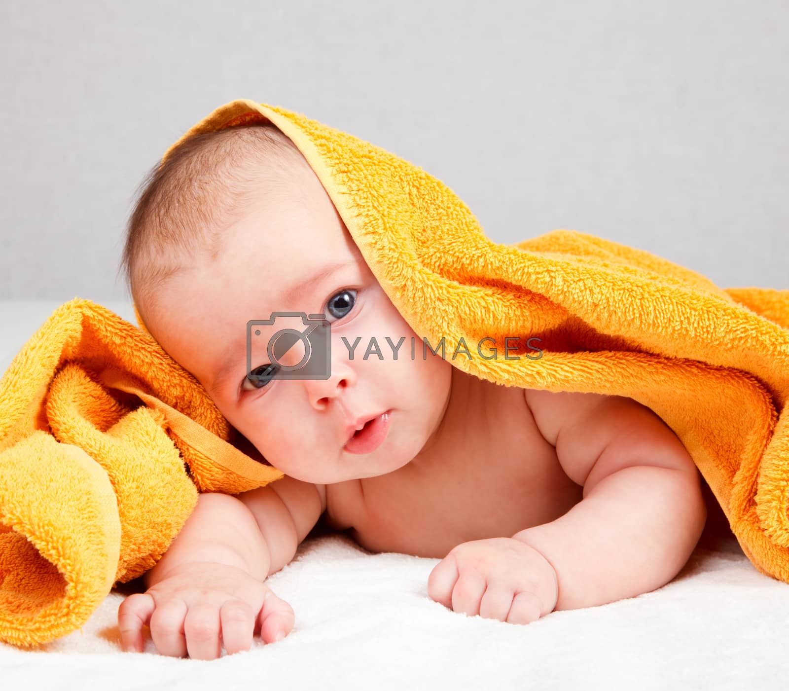 Royalty free image of Infant under towel by naumoid