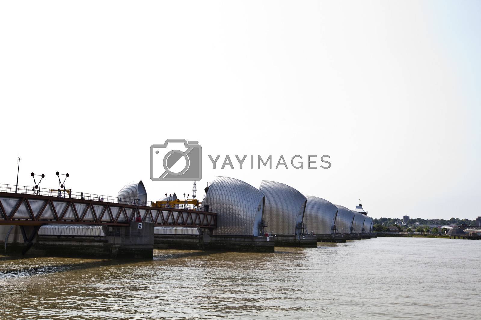 Royalty free image of Side view of Thames Barrier at Sunrise by moodboard