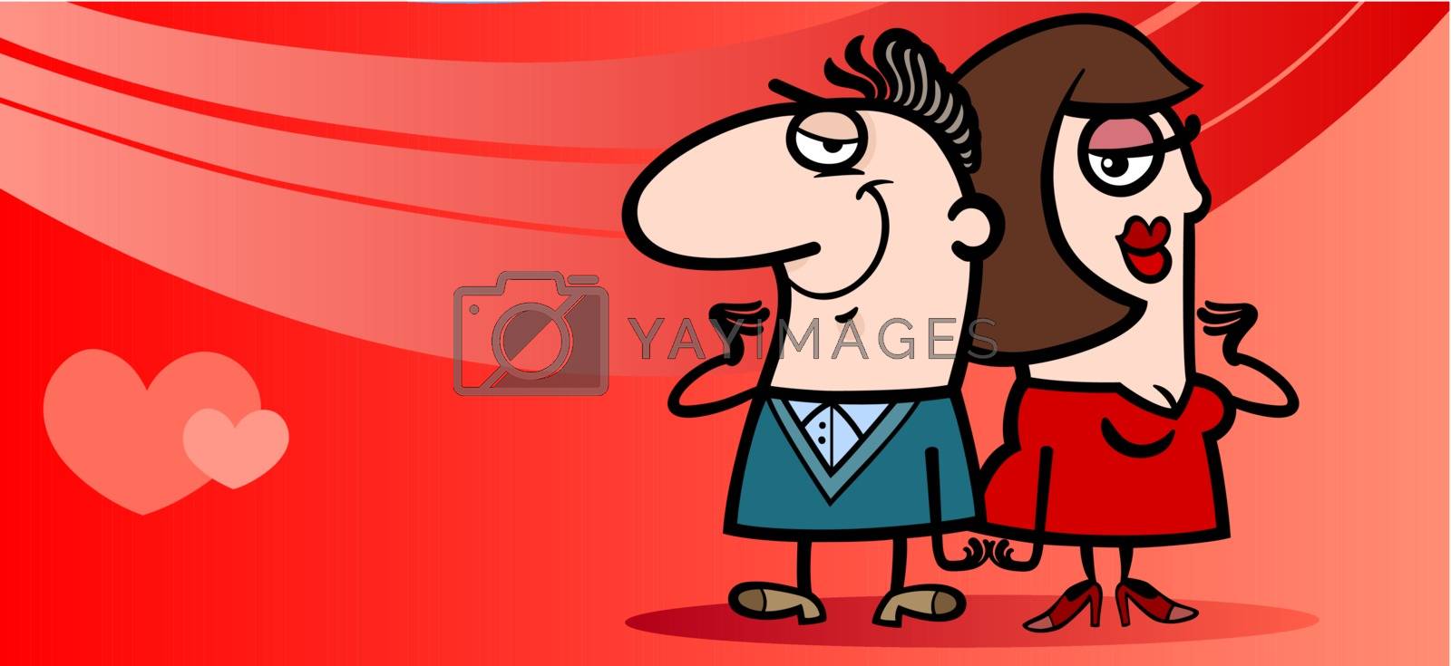 Royalty free image of couple in love valentine card cartoon by izakowski