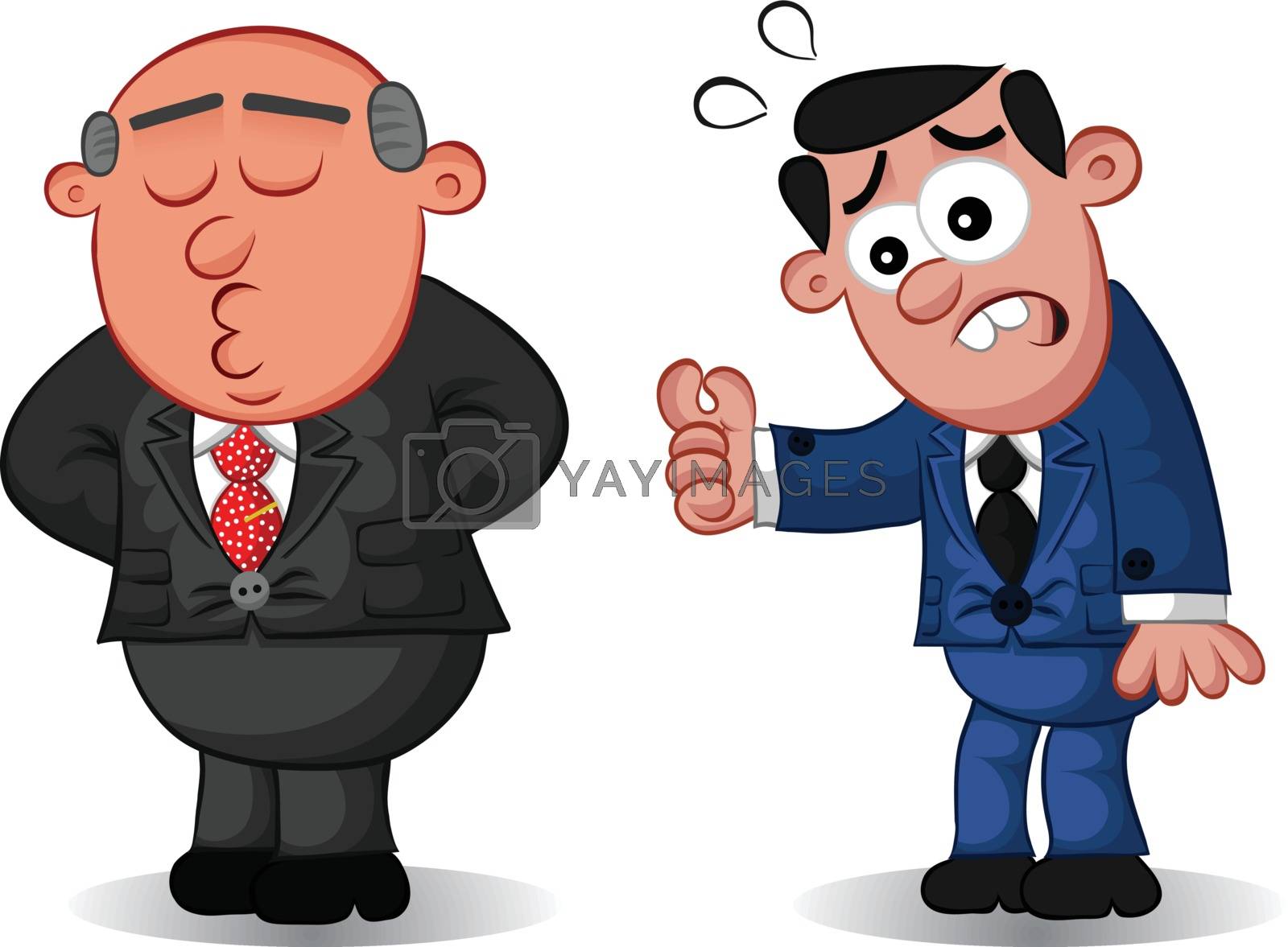 Royalty Free Vector | Business Cartoon - Boss Man Doesn't Listen to Employee  by emrahavci