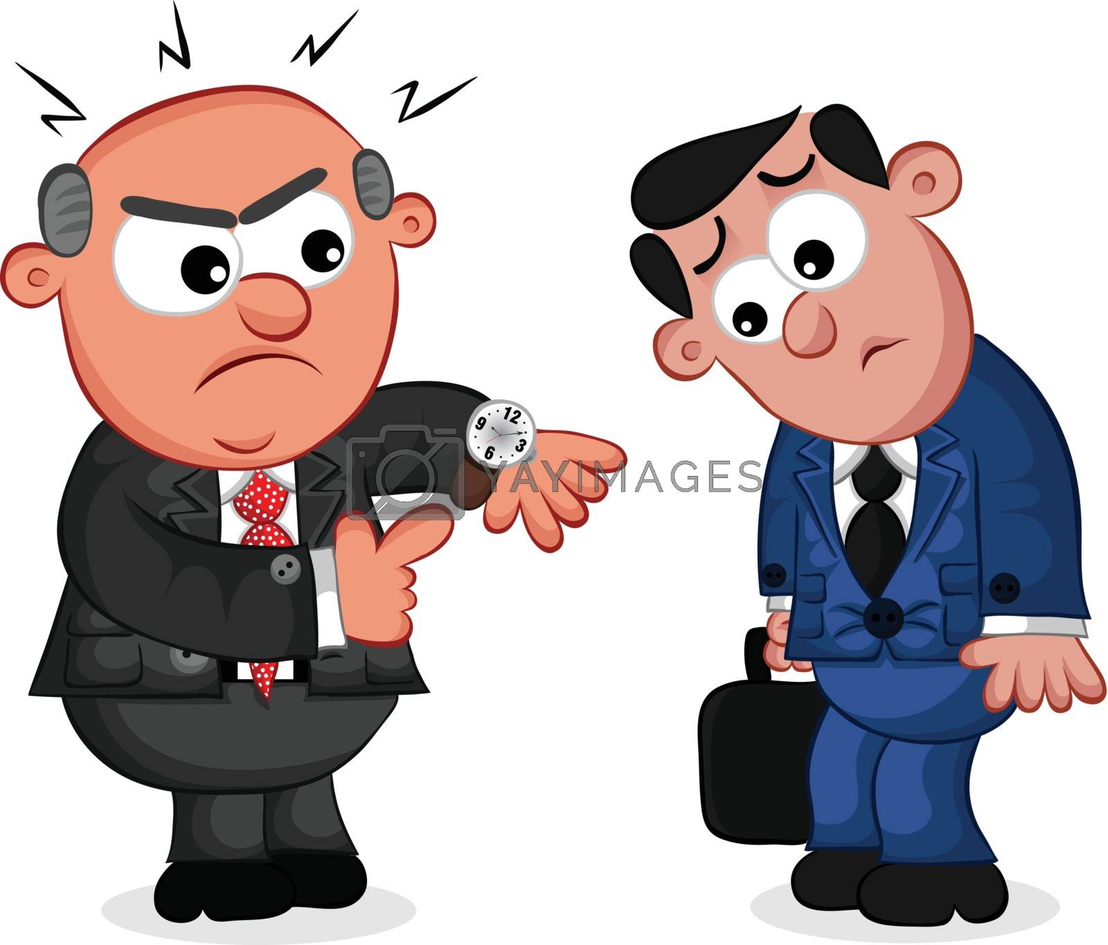 Royalty Free Vector | Business Cartoon - Boss Man Angry at Late Employee by  emrahavci
