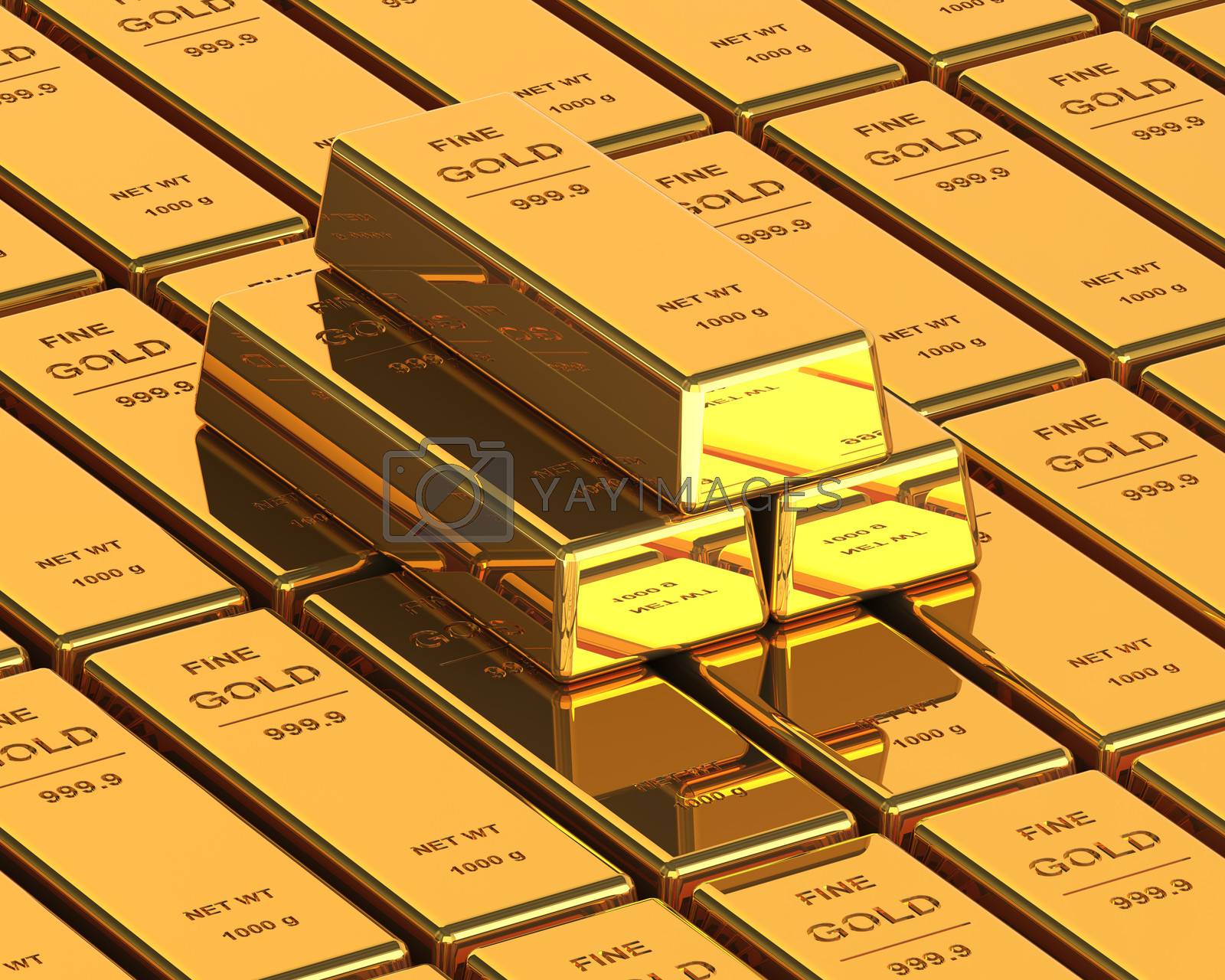 Royalty free image of Big Set of Gold bars by maxpro