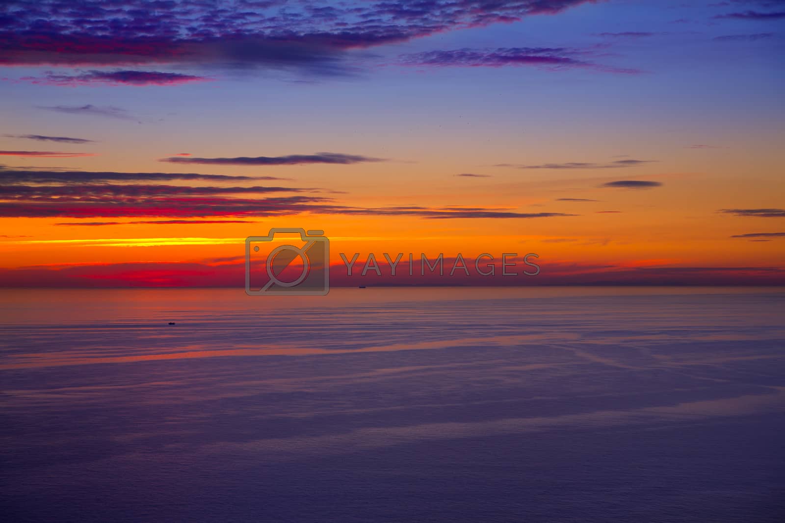 Royalty free image of sunset sunrise over Mediterranean sea by lunamarina