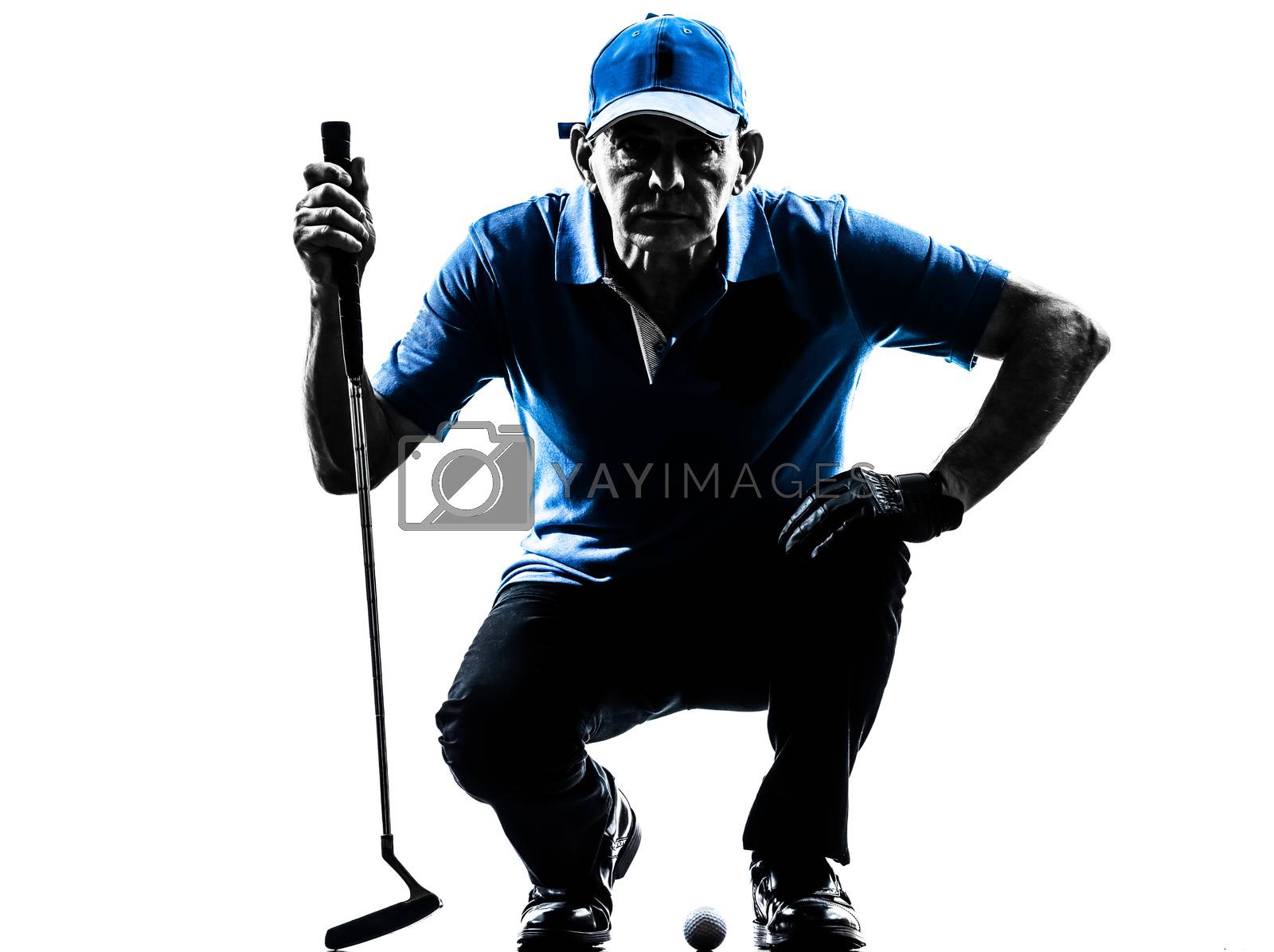 Royalty free image of man golfer golfing crouching silhouette by PIXSTILL