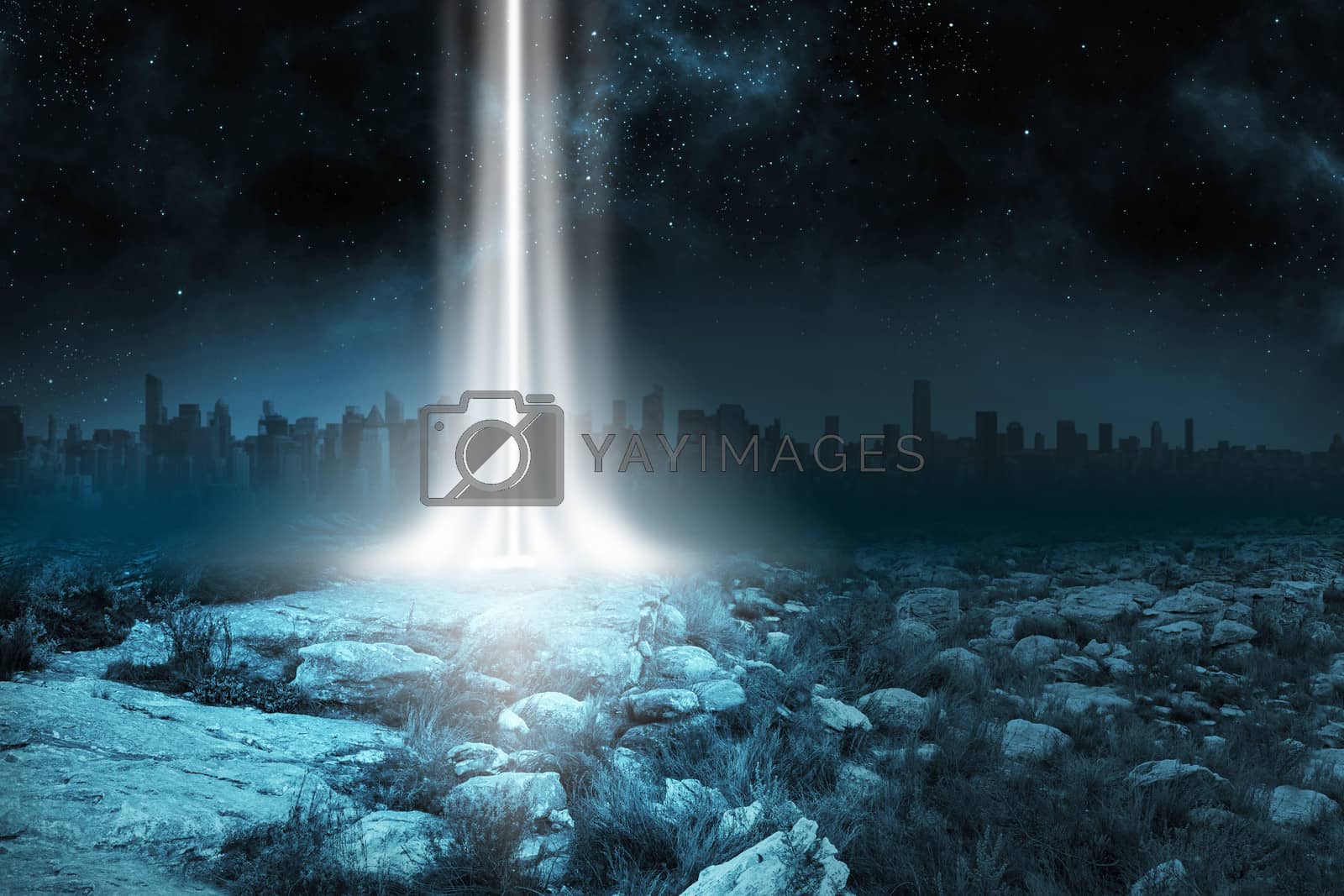 Royalty free image of Rocky landscape with light beam by Wavebreakmedia