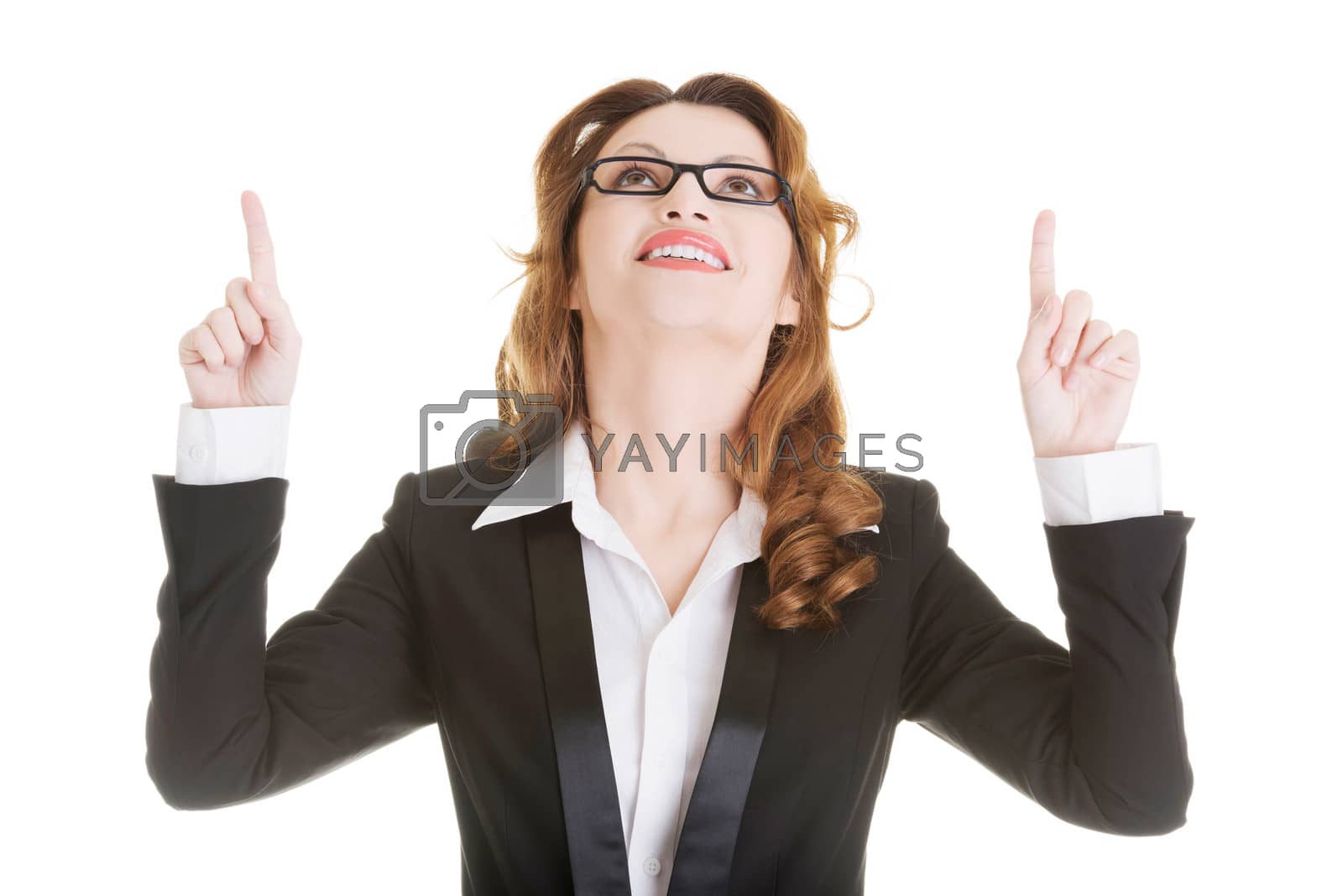 Royalty free image of Happy success businesswoman pointing by BDS