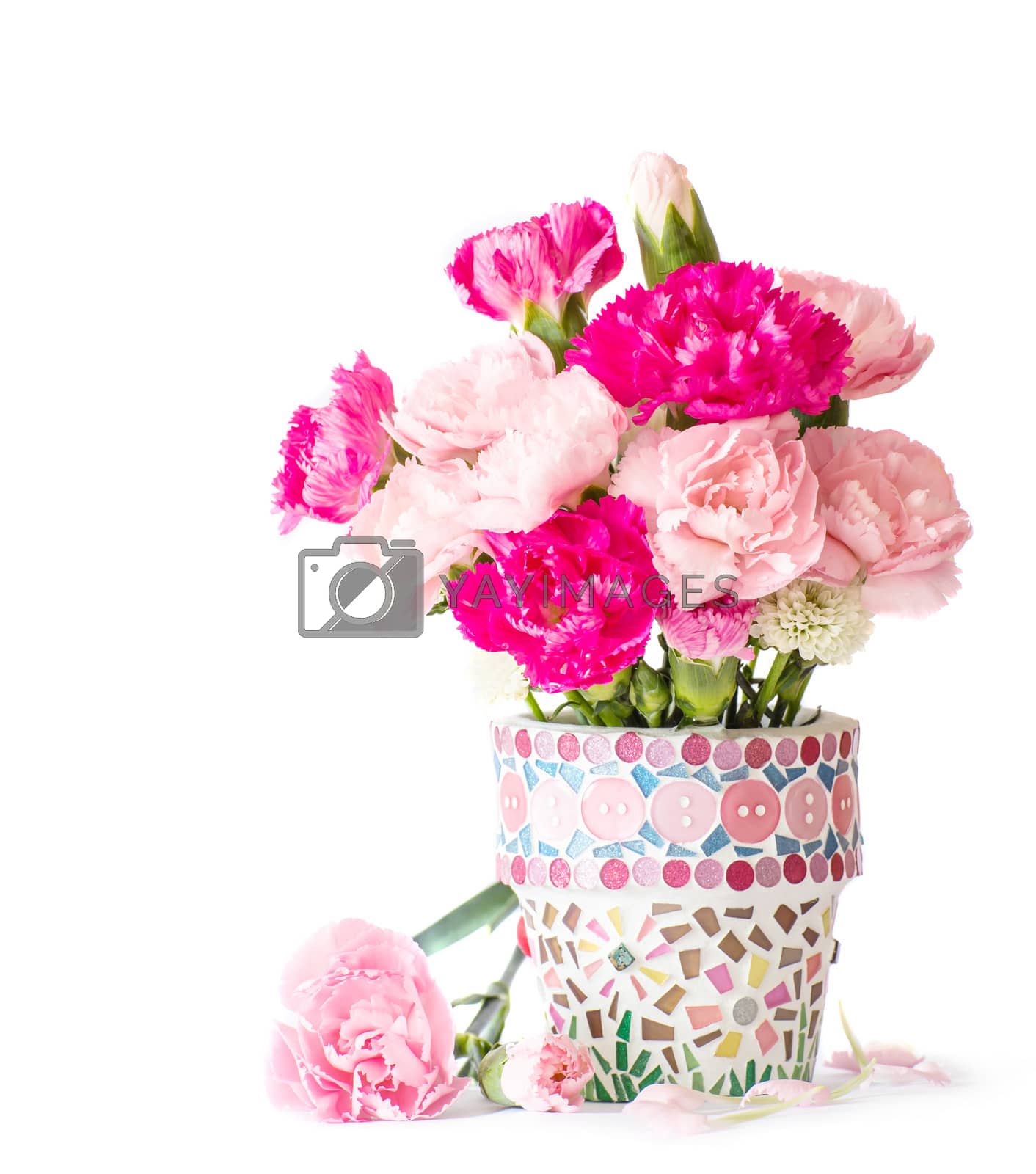 Royalty free image of Carnation in mosaic flower pot by Myimagine
