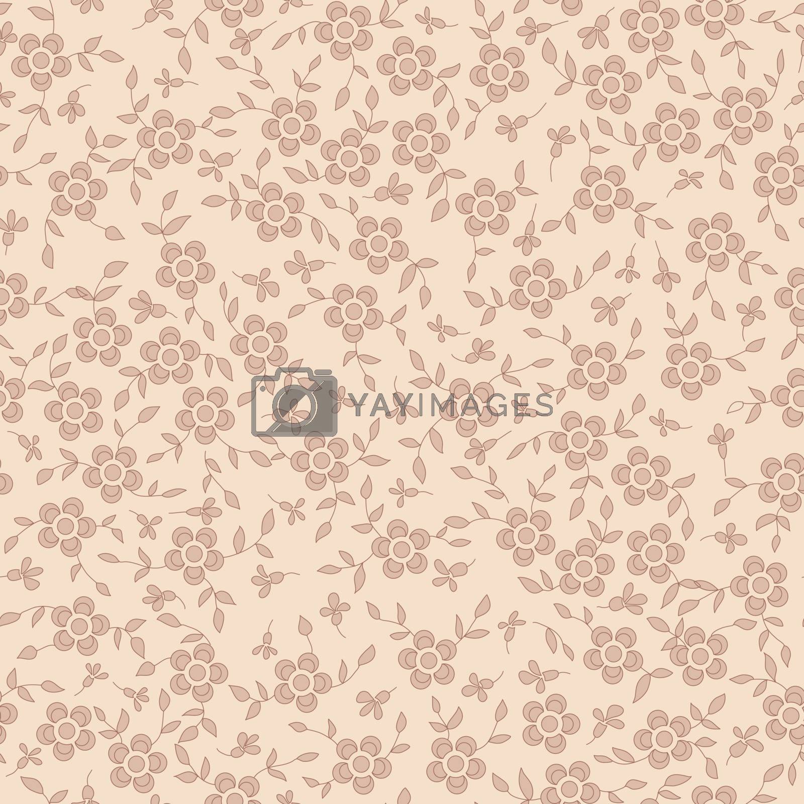 Royalty free image of flower, twig and leaf. beige by LittleCuckoo