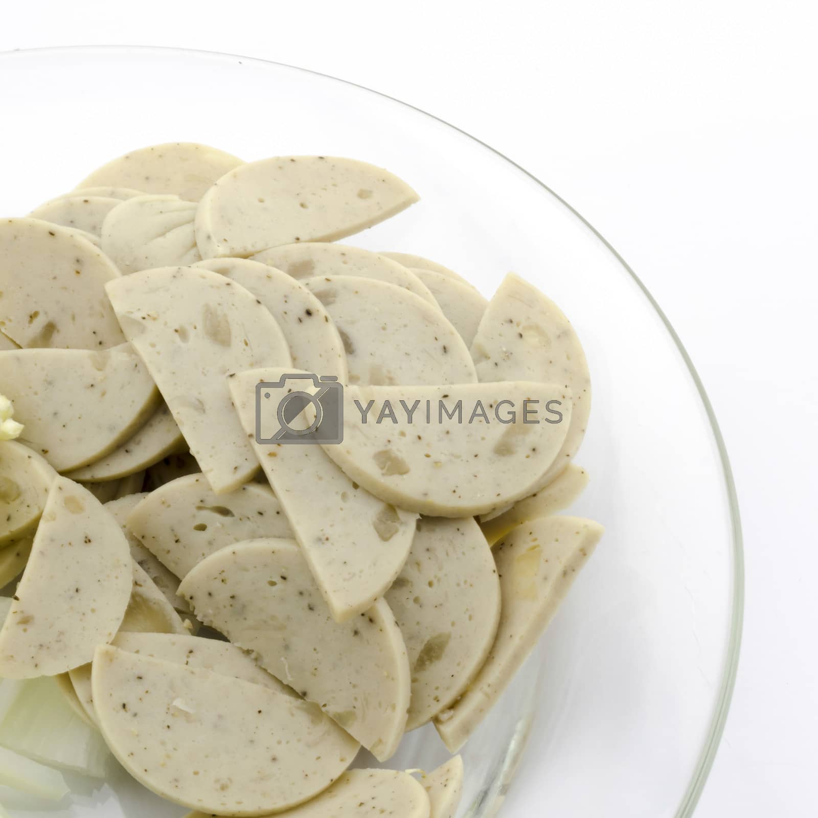 Royalty free image of vietnamese sausage in clean dish isolated on white by ammza12