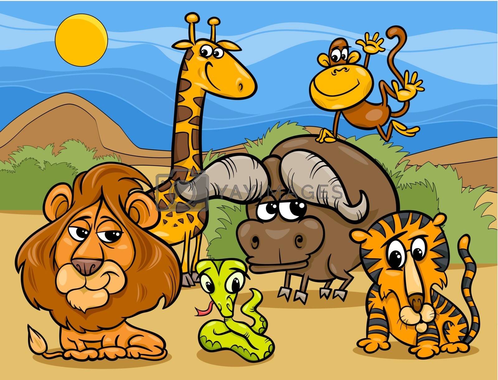 Royalty Free Vector | wild animals group cartoon illustration by izakowski