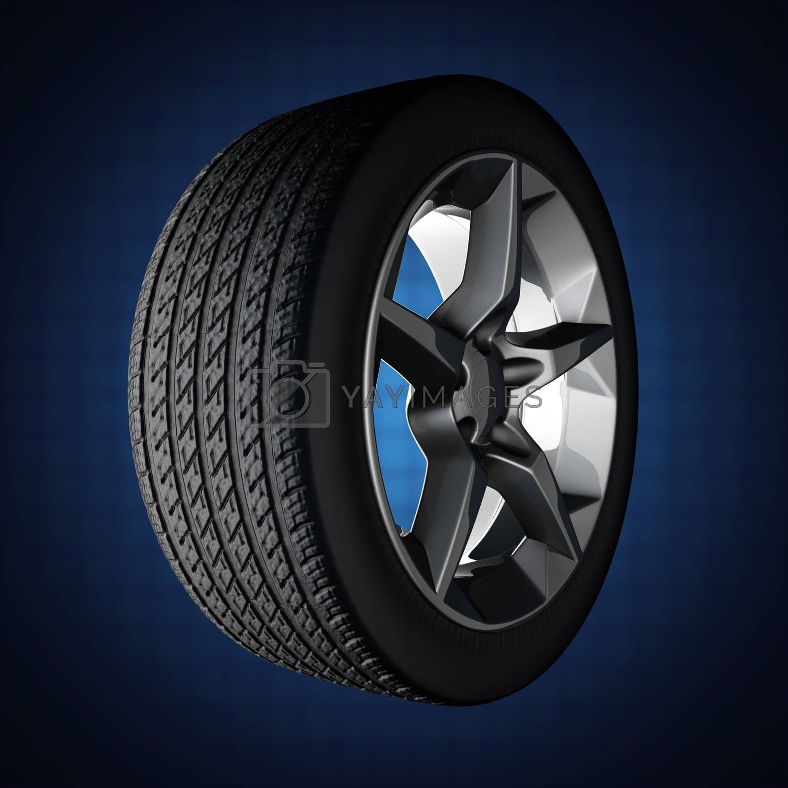 Royalty free image of Car wheel on blue background by videodoctor