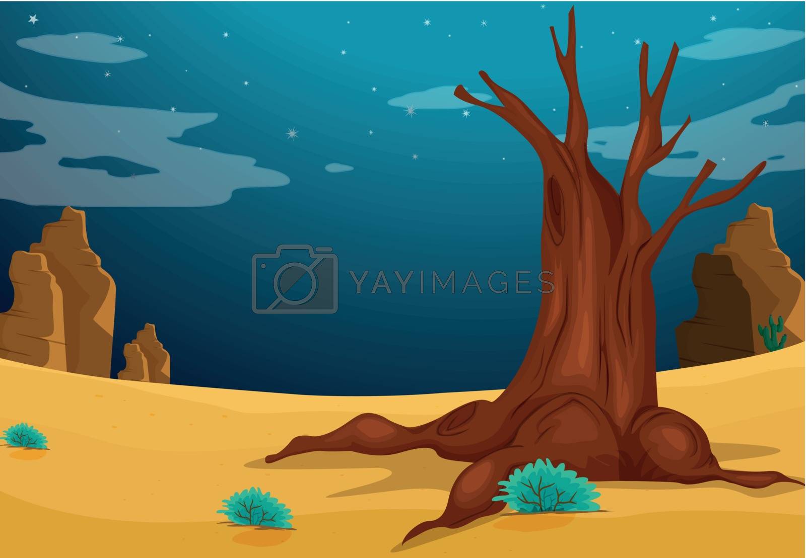 Royalty free image of A desert with a big tree by iimages