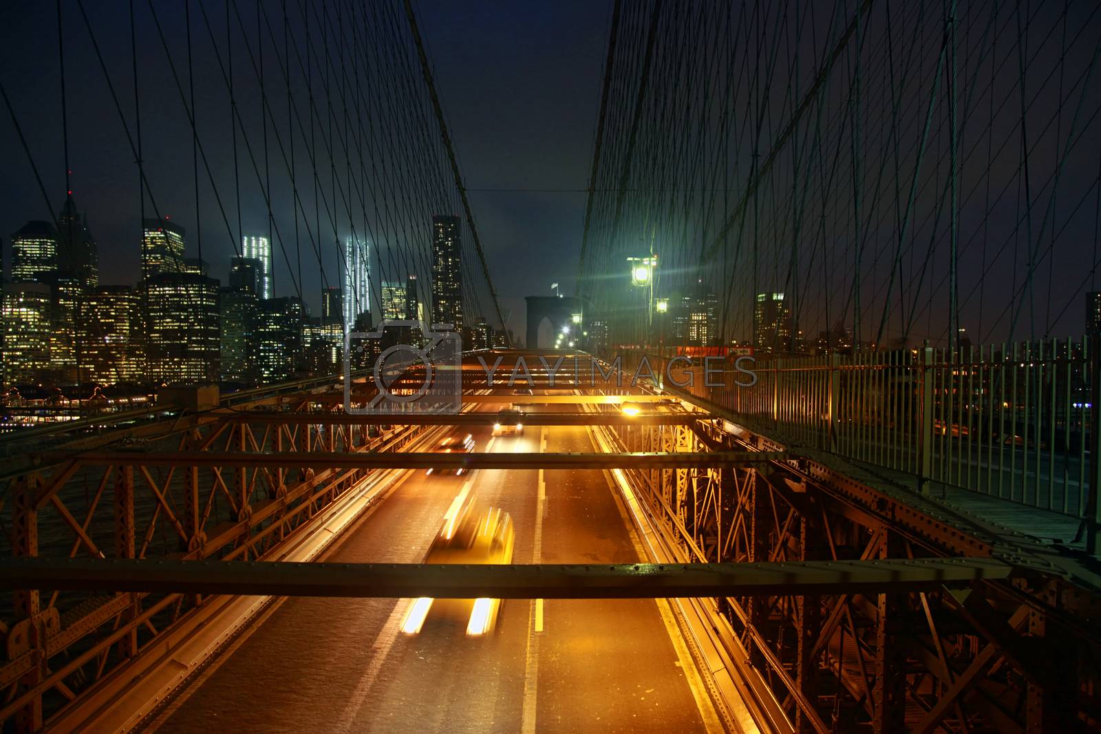 Royalty free image of Brooklyn Bridge at night by friday