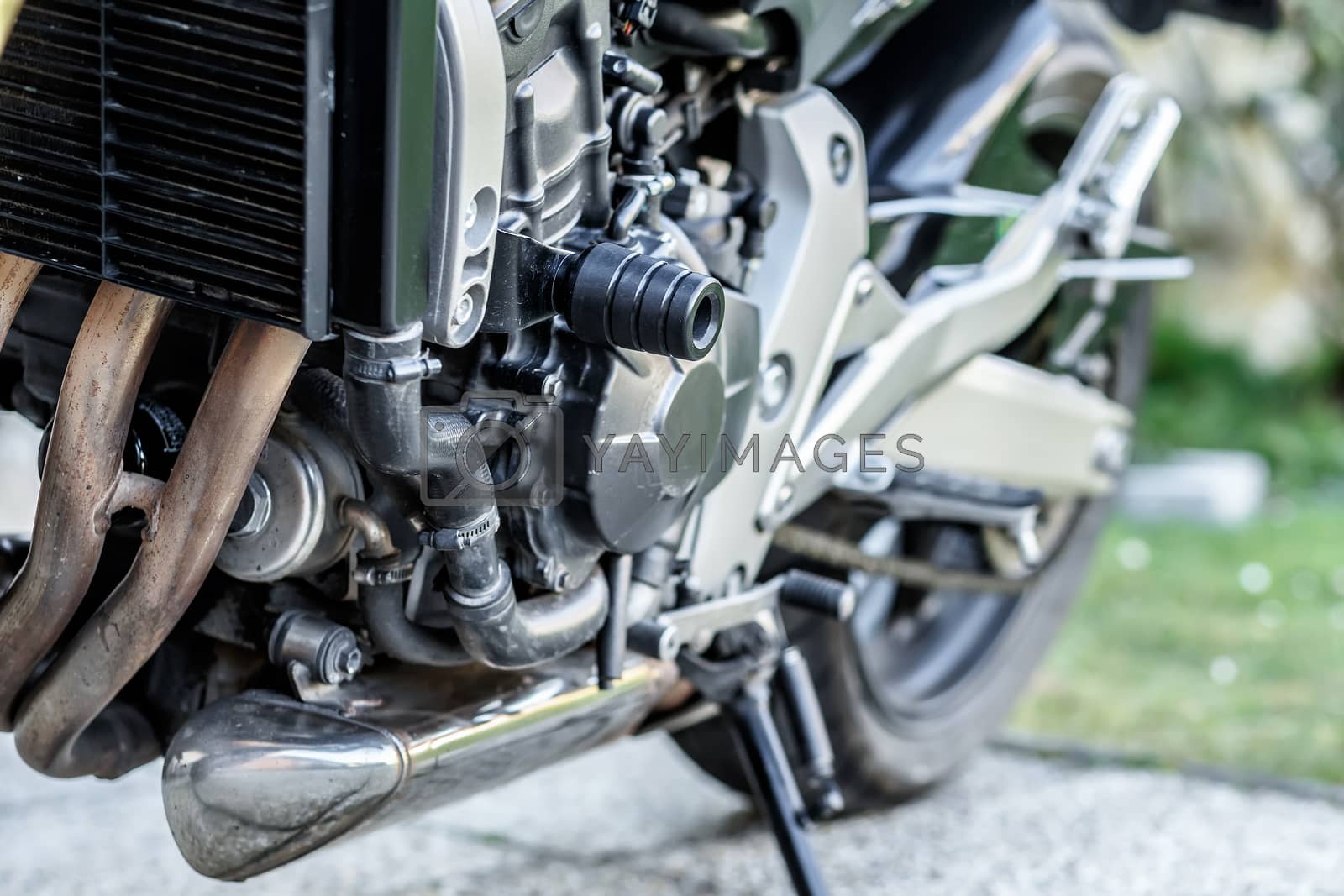 Royalty free image of Motorcycle engine close-up detail background by artush