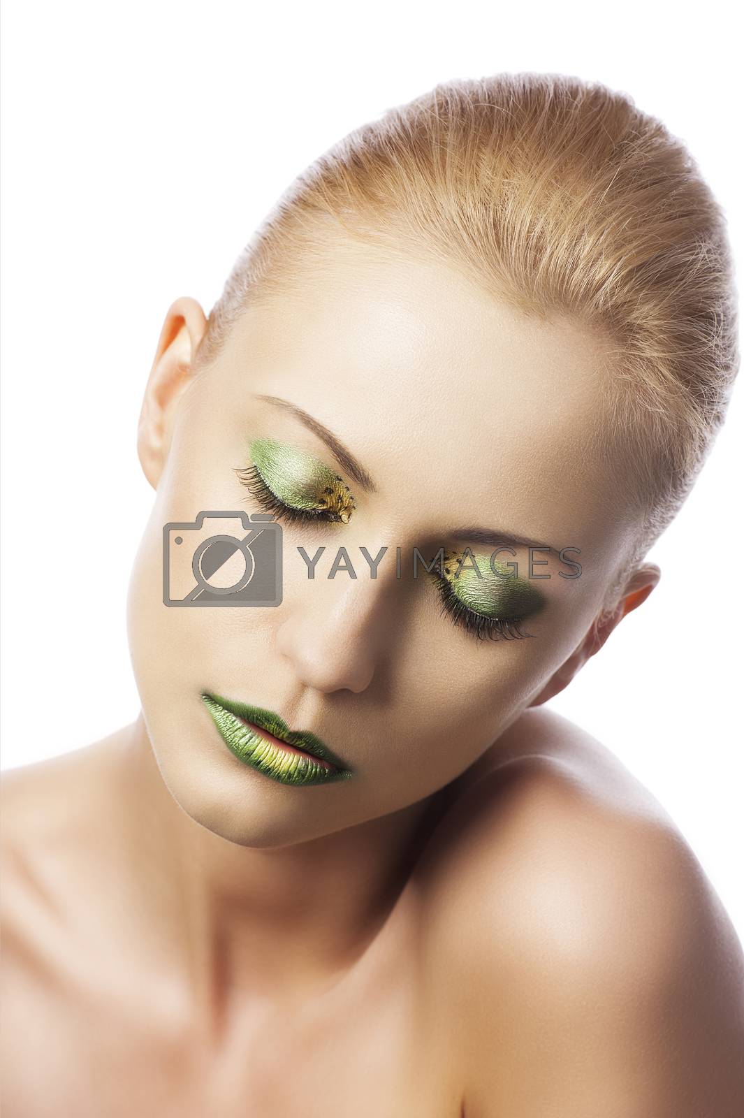 Royalty free image of the floral makeup, she is turned of three quarters by fotoCD