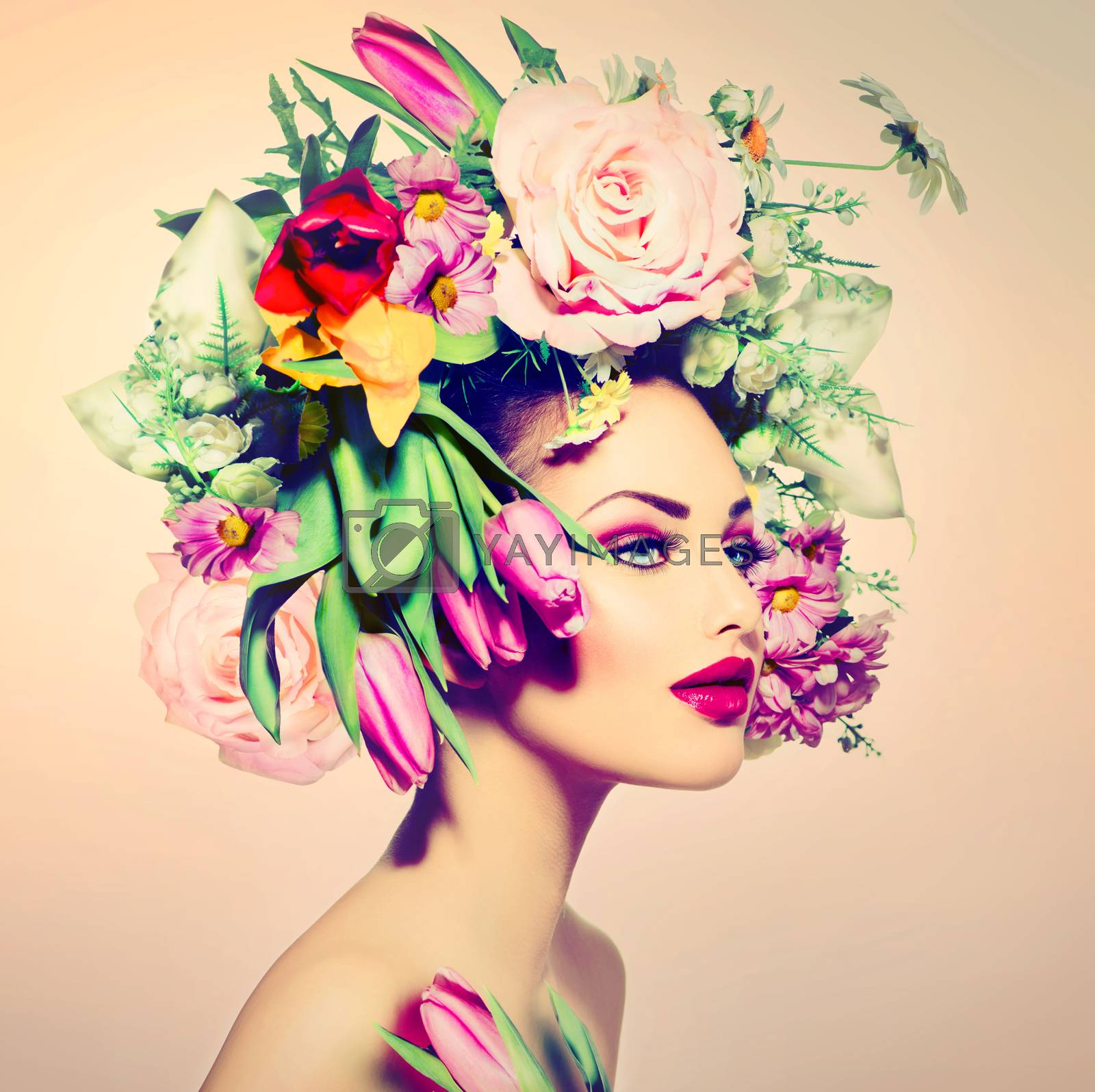 Royalty free image of Spring Woman. Beauty Girl with Flowers Hair Style by SubbotinaA