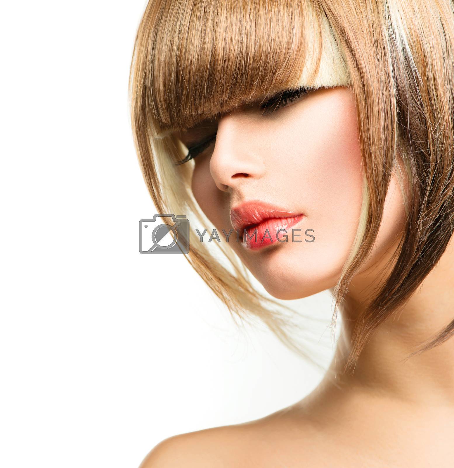 Royalty free image of Beautiful Fashion Woman Hairstyle for Short Hair. Fringe Haircut by SubbotinaA