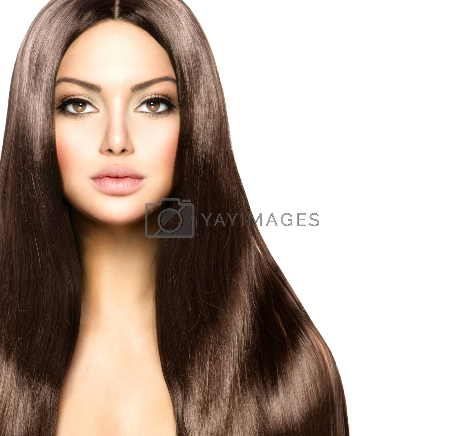 Royalty free image of Beauty Woman with Long Healthy and Shiny Smooth Brown Hair by SubbotinaA