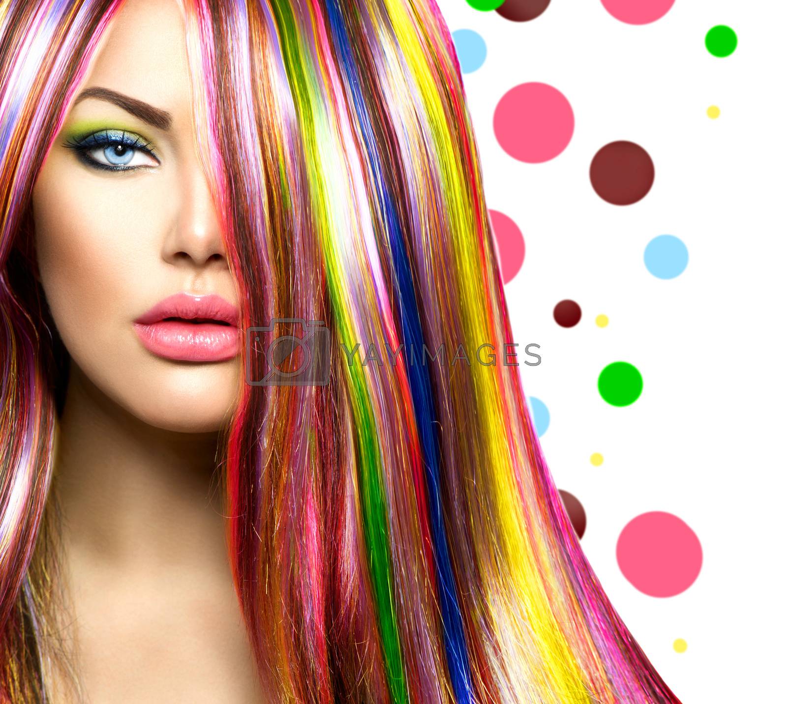 Royalty free image of Colorful Hair and Makeup. Beauty Fashion Model Girl by SubbotinaA