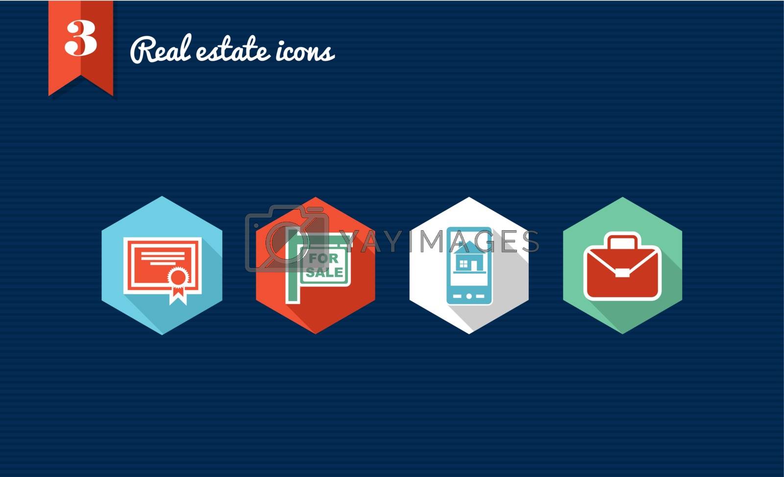 Royalty free image of Real estate flat icons set collection by cienpies
