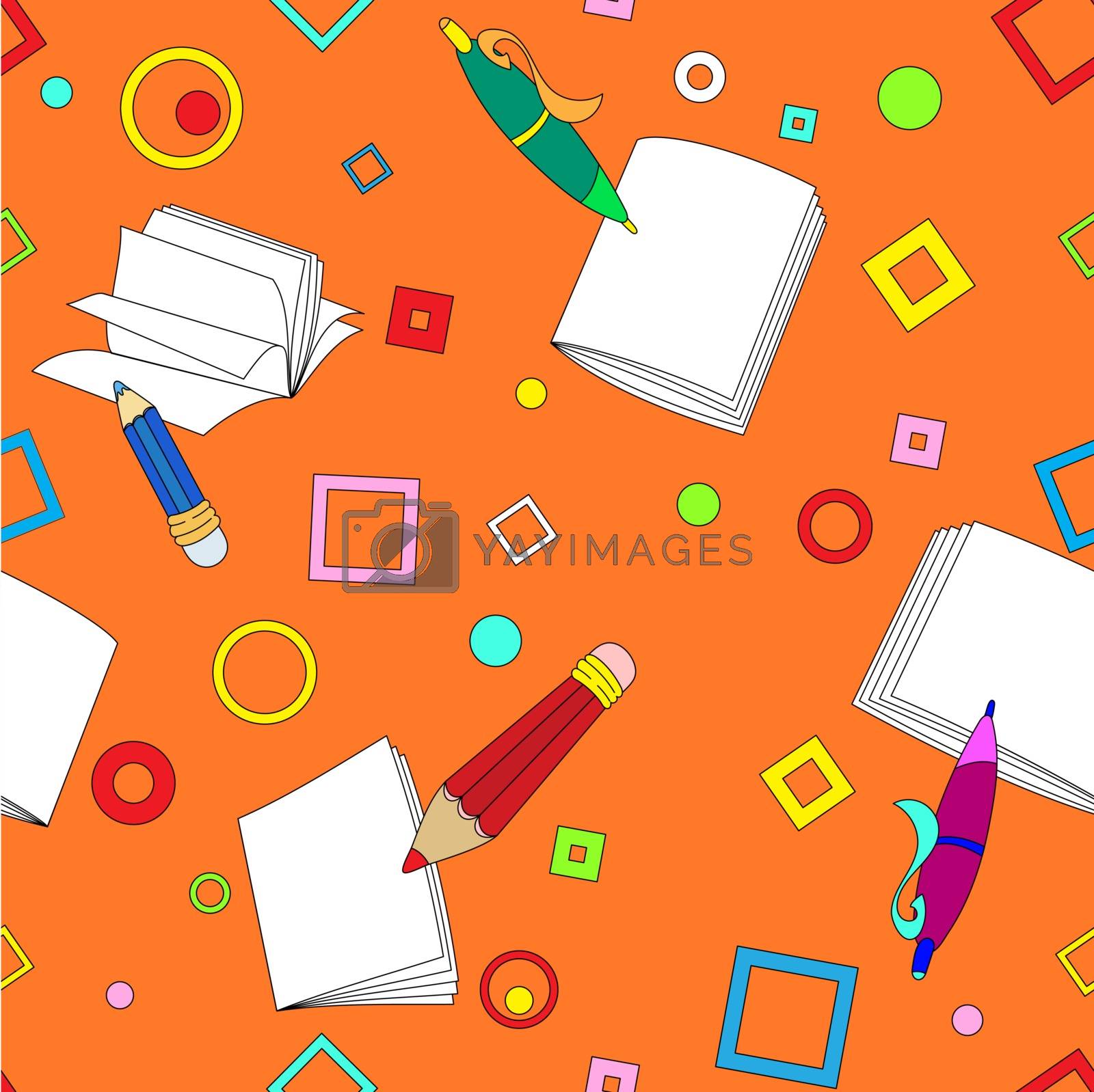 Royalty free image of School notes seamless pattern on orange background by heliburcka