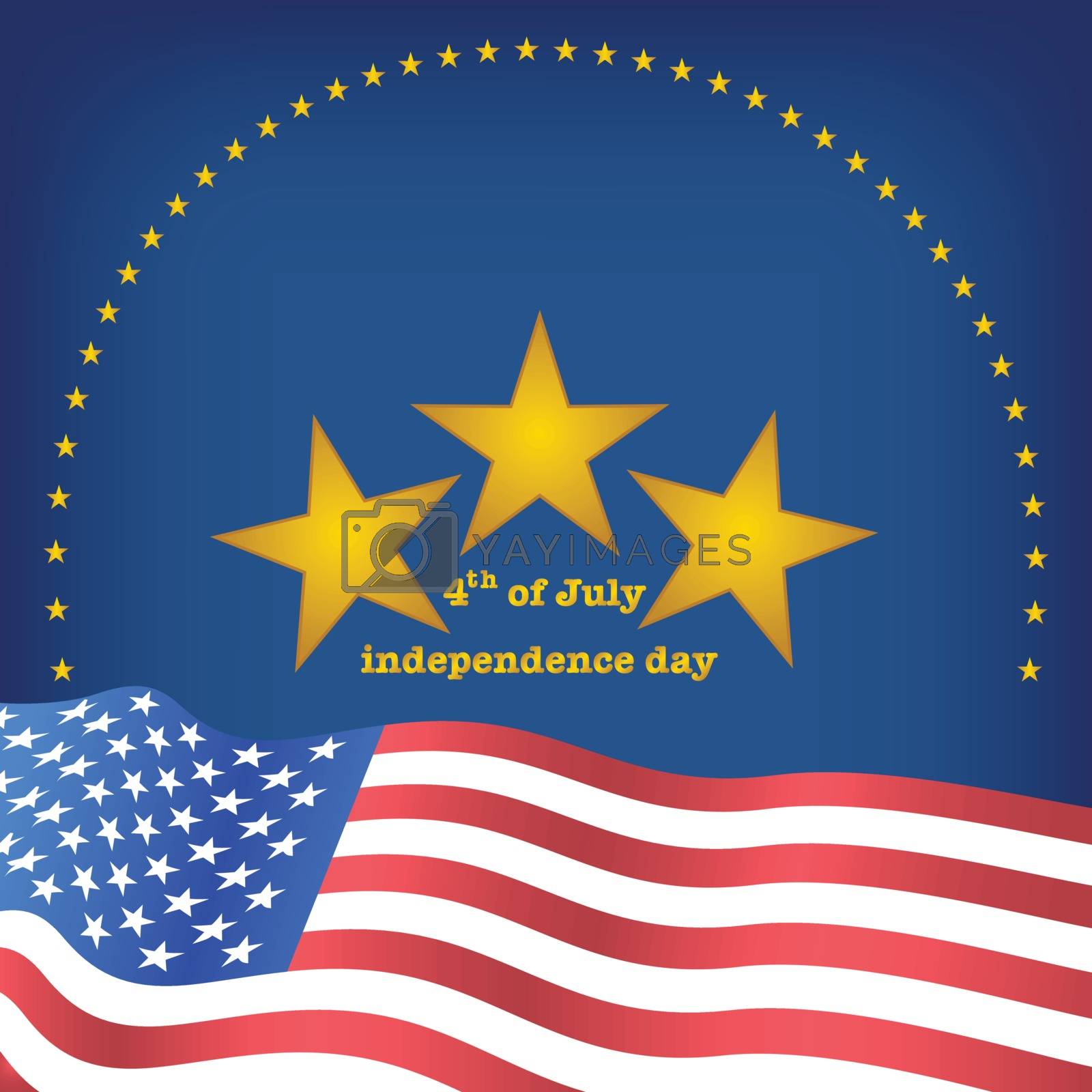 Royalty free image of gold star above wave flag of america by blackbirds