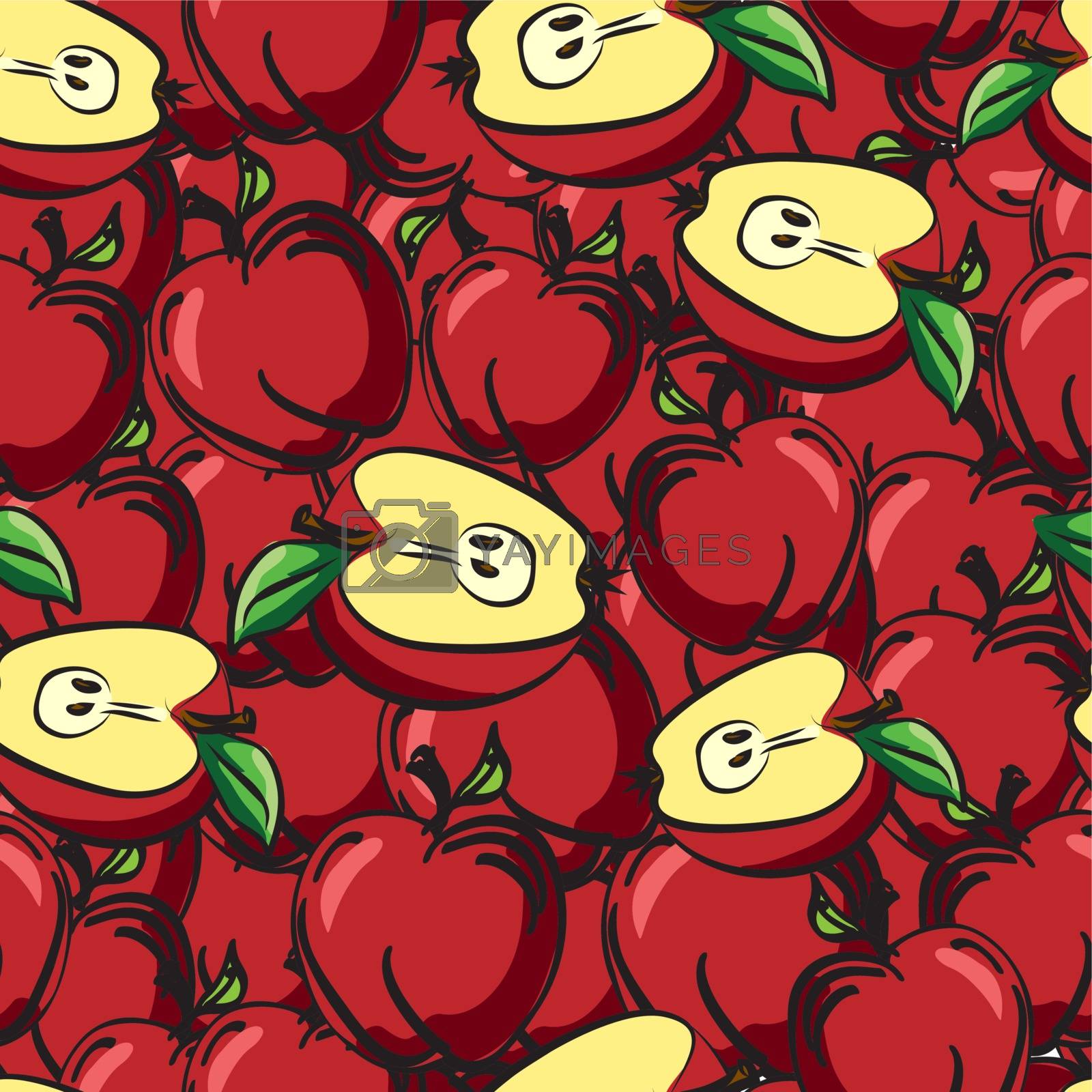 Royalty free image of Apples fruits sketch drawing seamless background by PixAchi