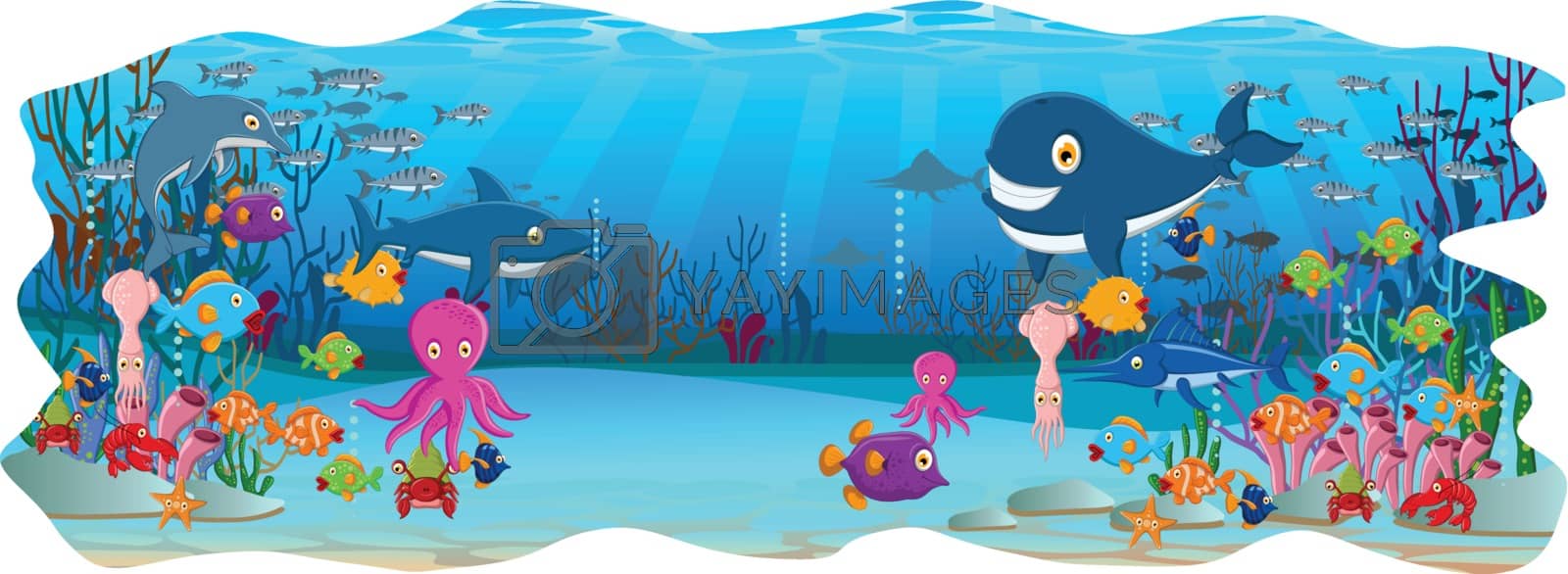Royalty free image of funny cartoon sea life for you design by sujono