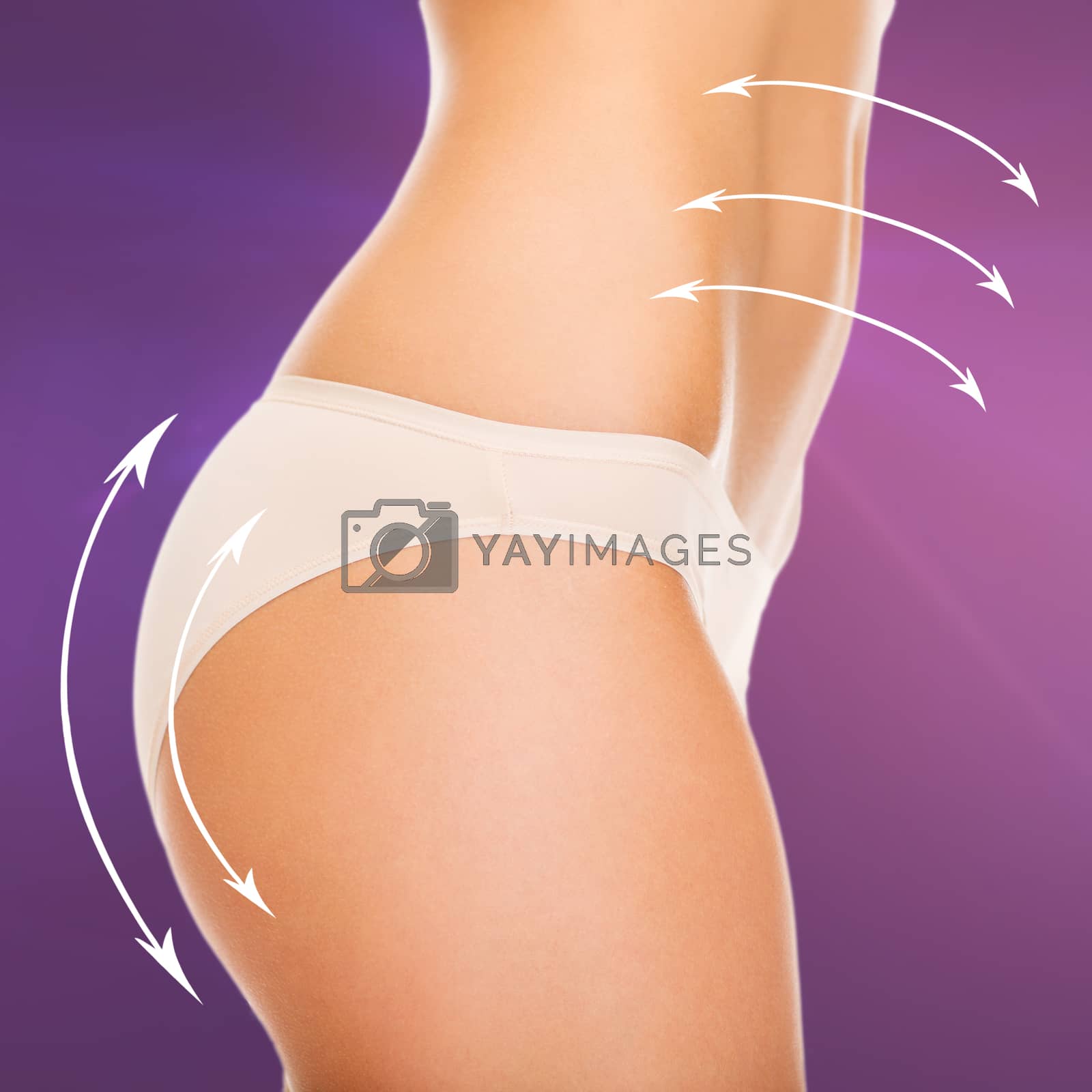Royalty free image of woman in cotton underwear showing slimming concept by dolgachov
