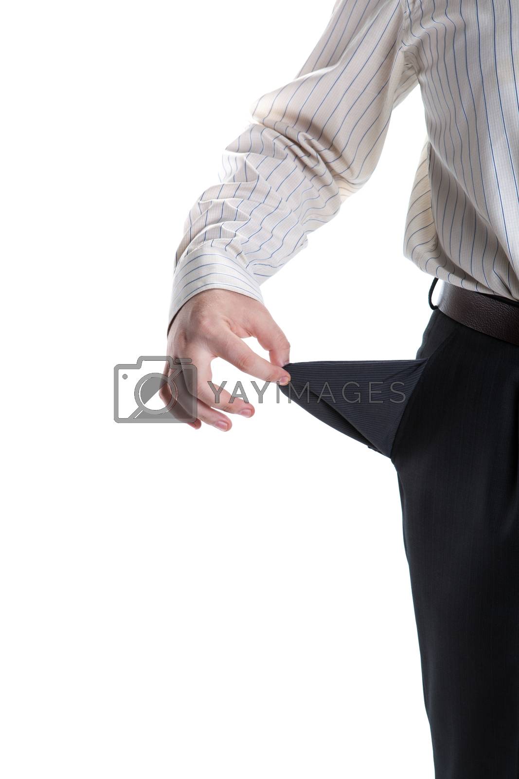 Royalty free image of man's hand turns empty pocket by mizar_21984