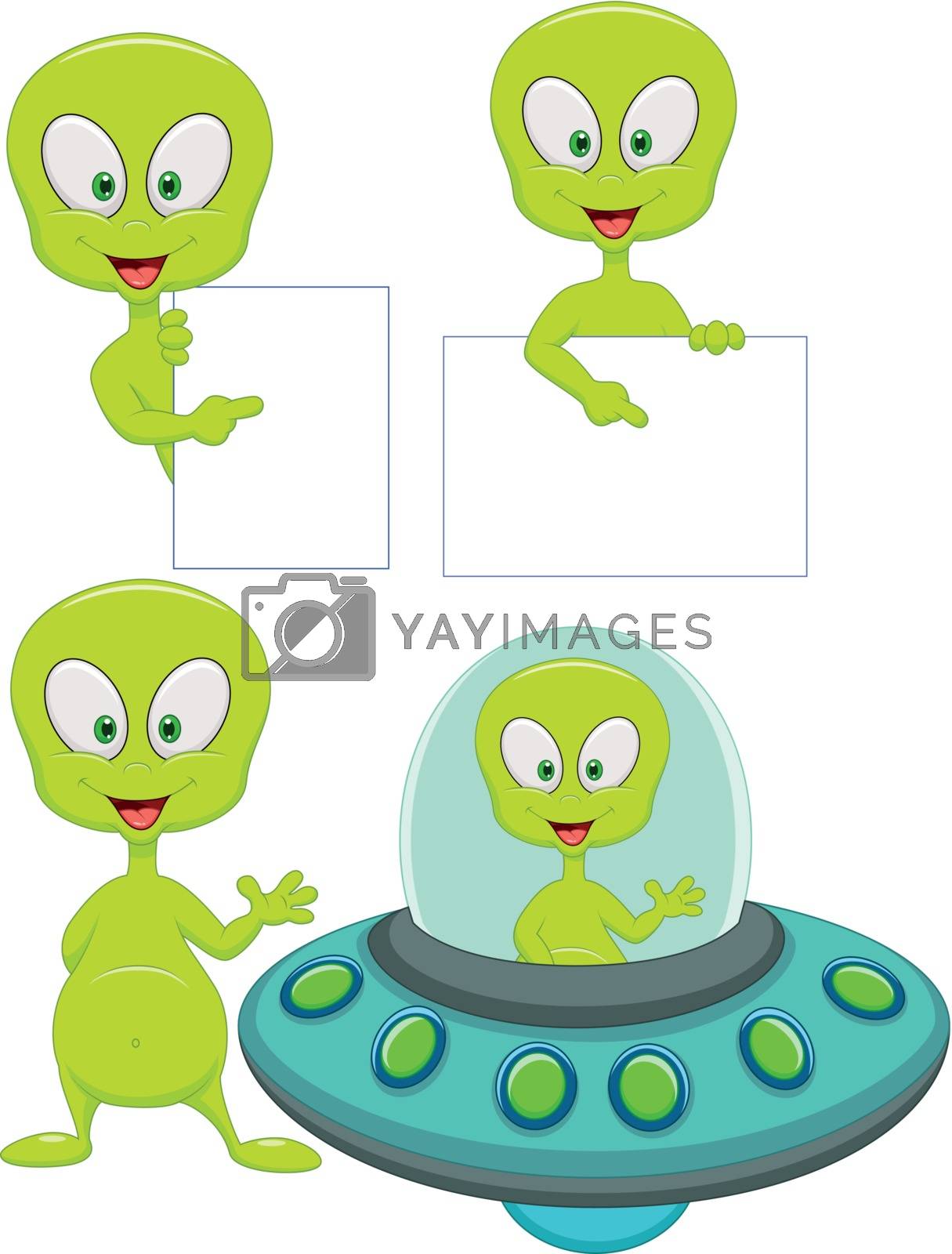 Royalty free image of Cute green alien cartoon set by tigatelu